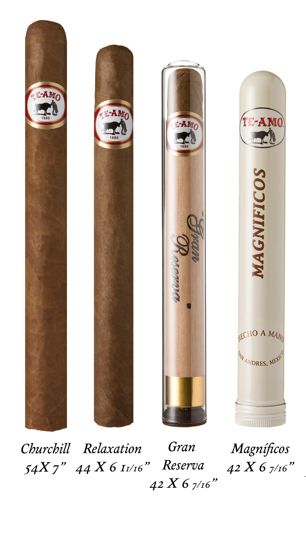 The full range of Te-Amo Clásico vitolas and shapes, showcasing the diversity of the world's best-selling Mexican cigar line..