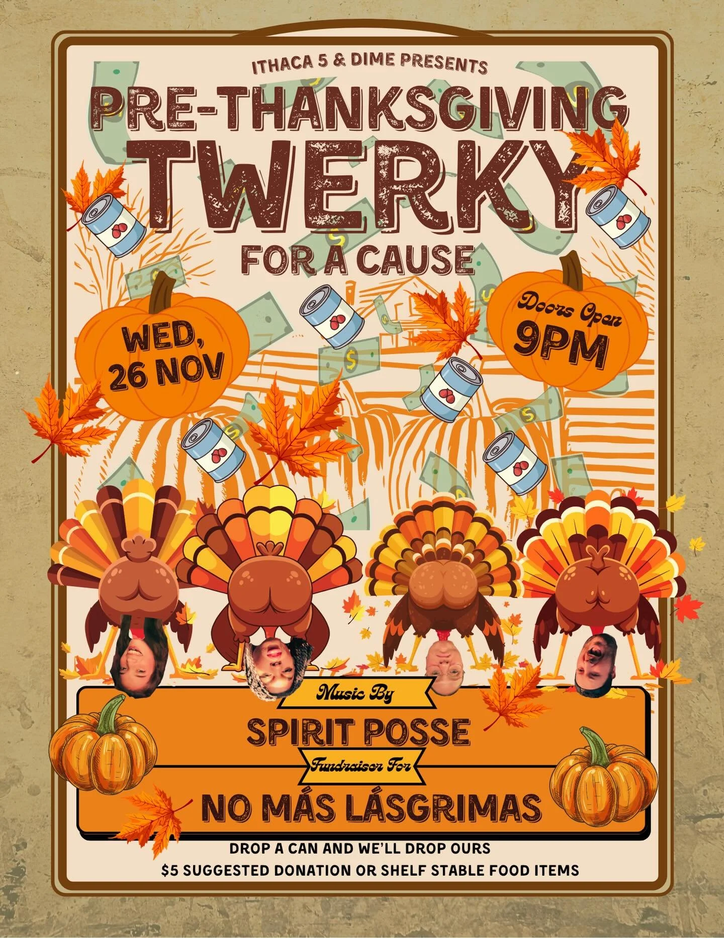 PRE-THANKSGIVING TWERKY FOR A CAUSE 🦃✨
We&rsquo;re teaming up with @_no_mas_lagrimas_ to support our neighbors this season, and we need your help filling the pantry.

Bring: canned goods w/ easy open tops, sugar, coffee, cereal, granola, oats, rice,
