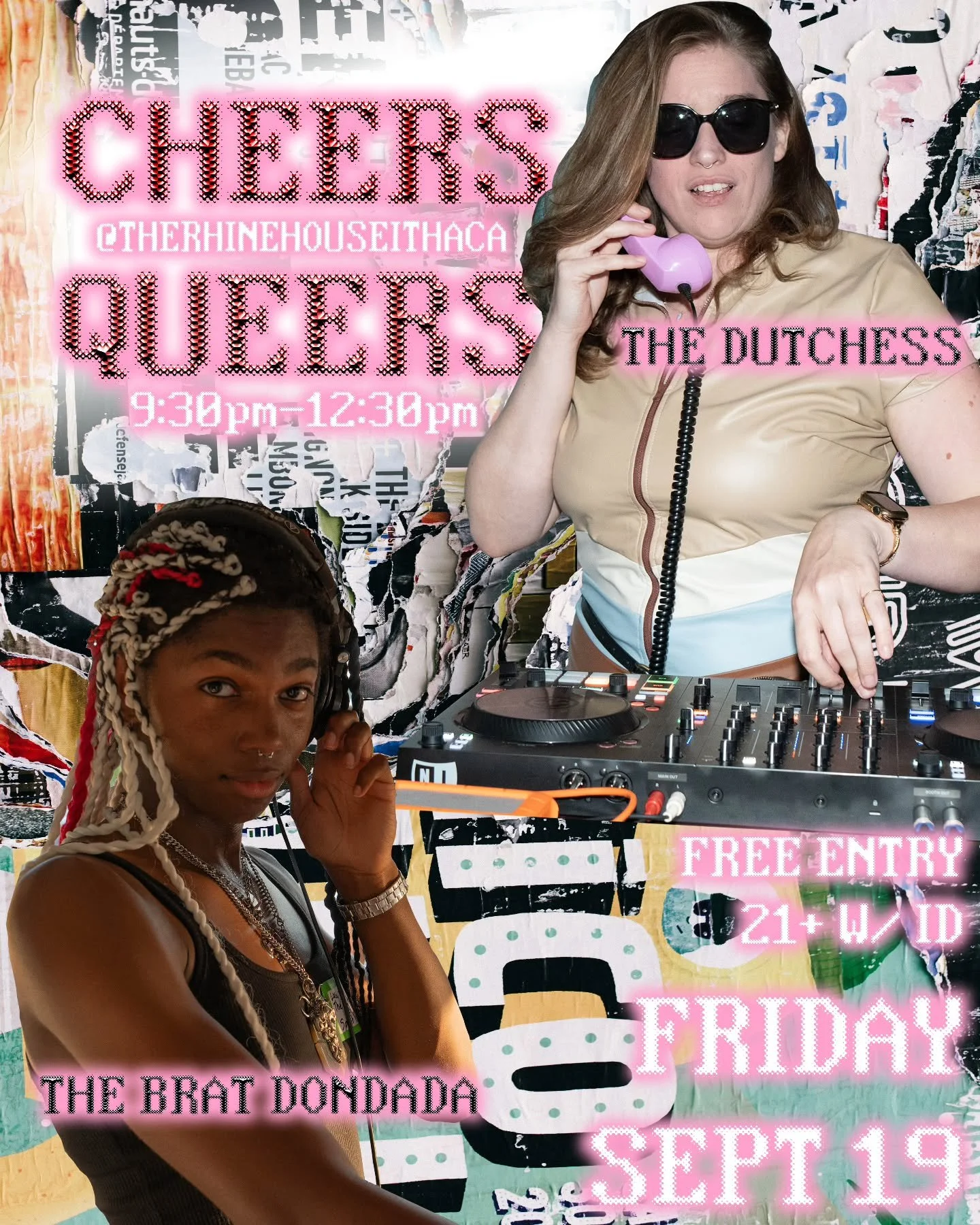 Come out to Cheers Queers at @therhinehouseithaca this Friday, September 19th! DJed by @thedutchessofspiritposse and @the.brat.dondada