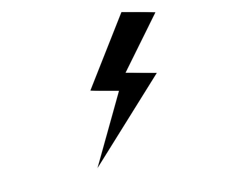 Black circle with a white lightning bolt symbol inside.