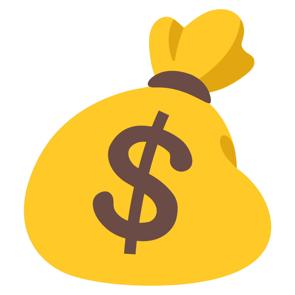 Digital illustration of a yellow money bag with a brown dollar sign and a yellow tied top.