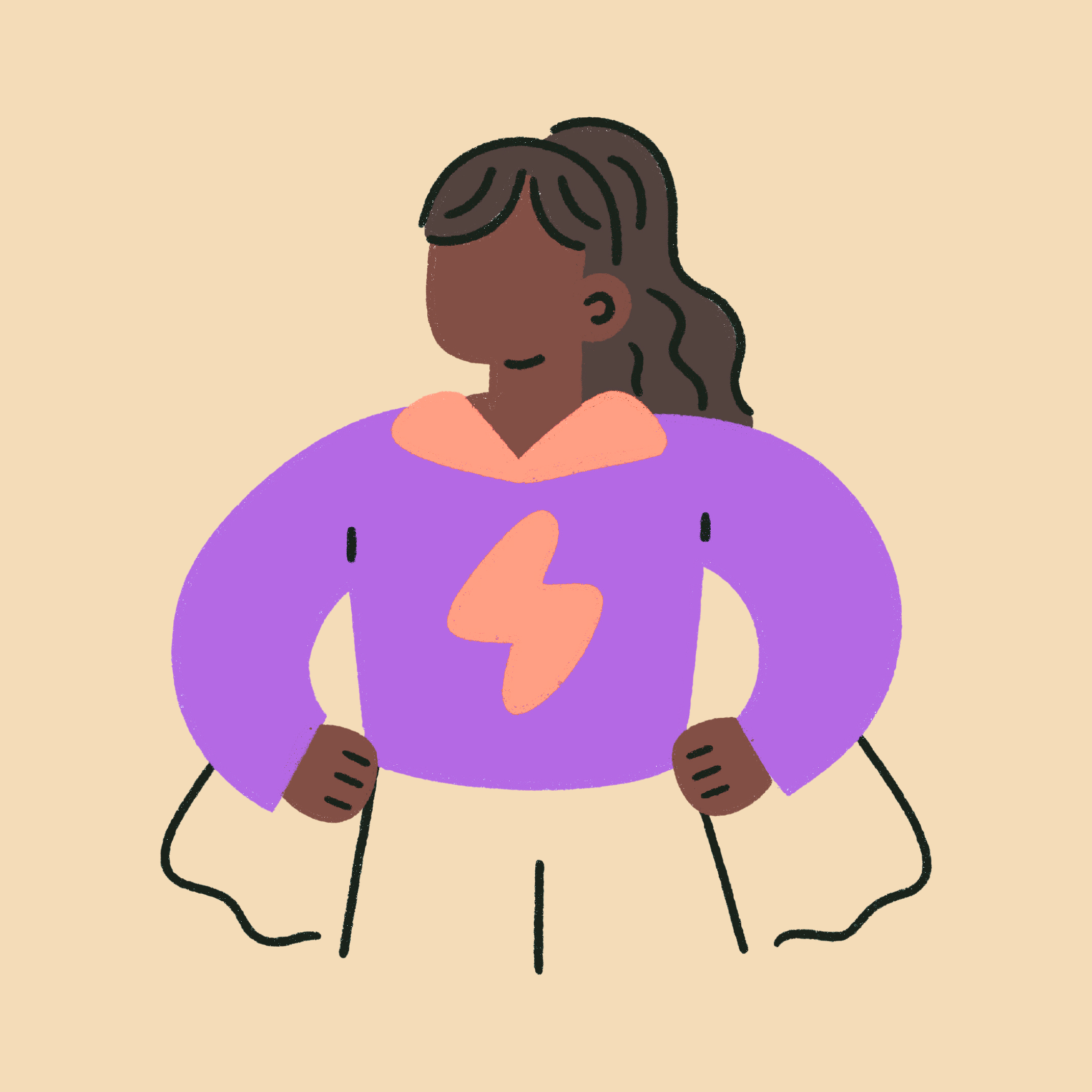super hero girl with cape and lightning bolt on her shirt