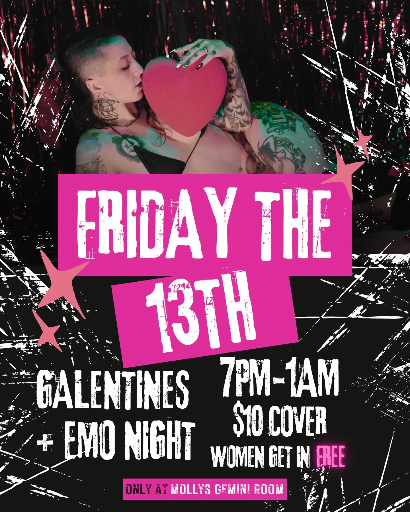This Friday is for the gals and the emo lovers 🫶🏻❤️&zwj;🔥 
Women get in for free 💕
