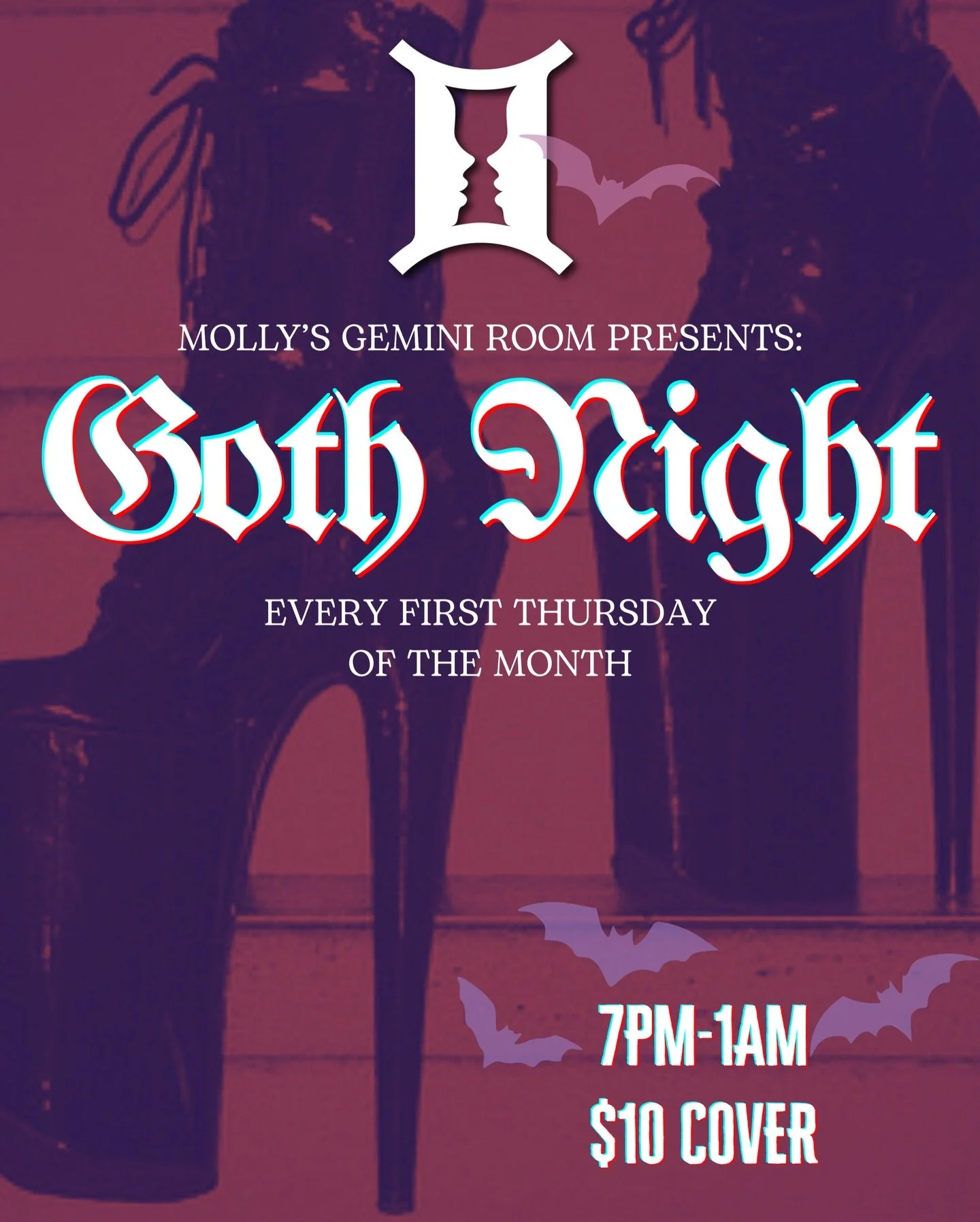 Darkwave, cocktails, and atmosphere. The first Thursday of every month is for the goths- only at Molly&rsquo;s 🖤
