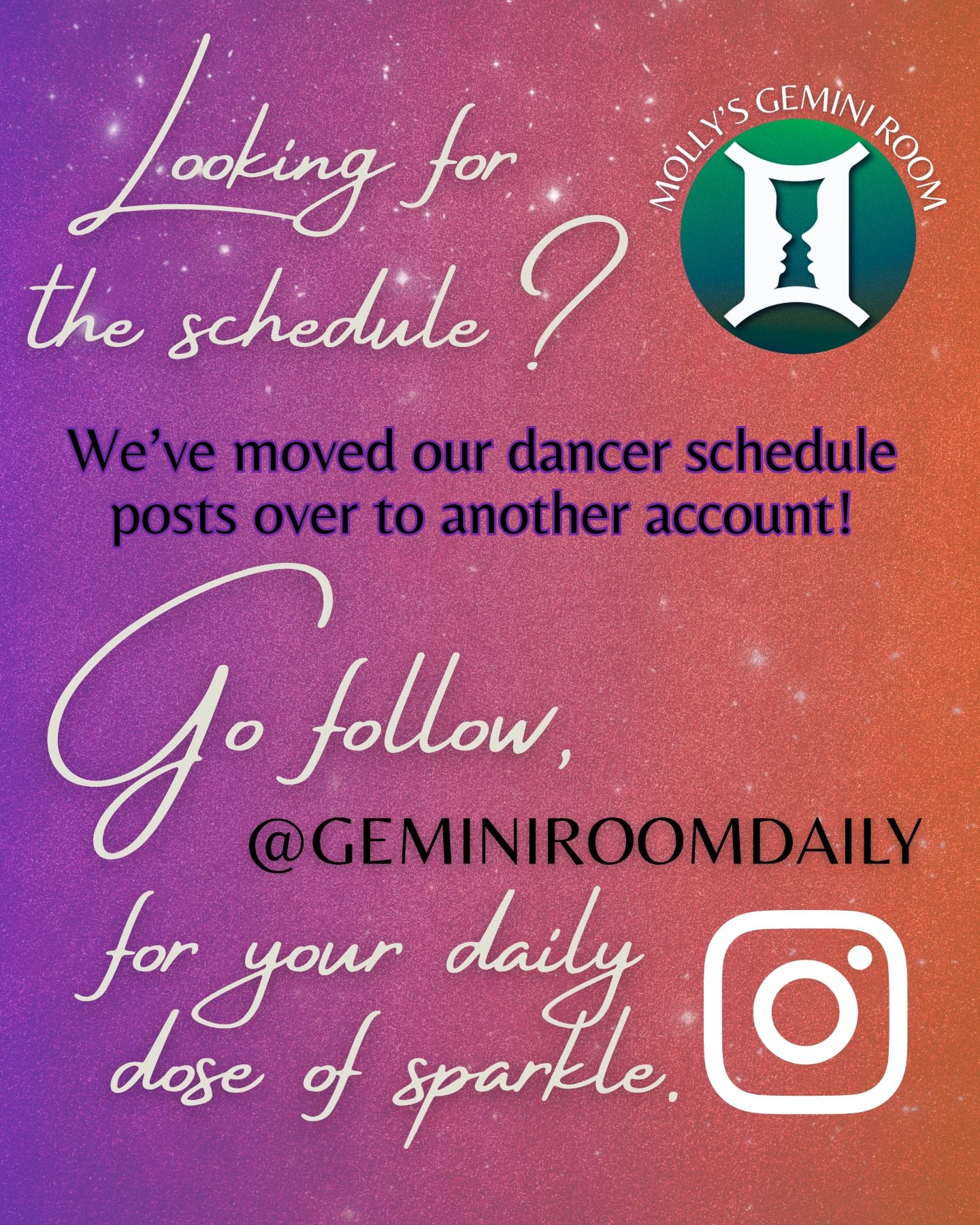 Looking for the daily schedule!? 👀 In case you haven&rsquo;t yet- go follow @geminiroomdaily for the details!