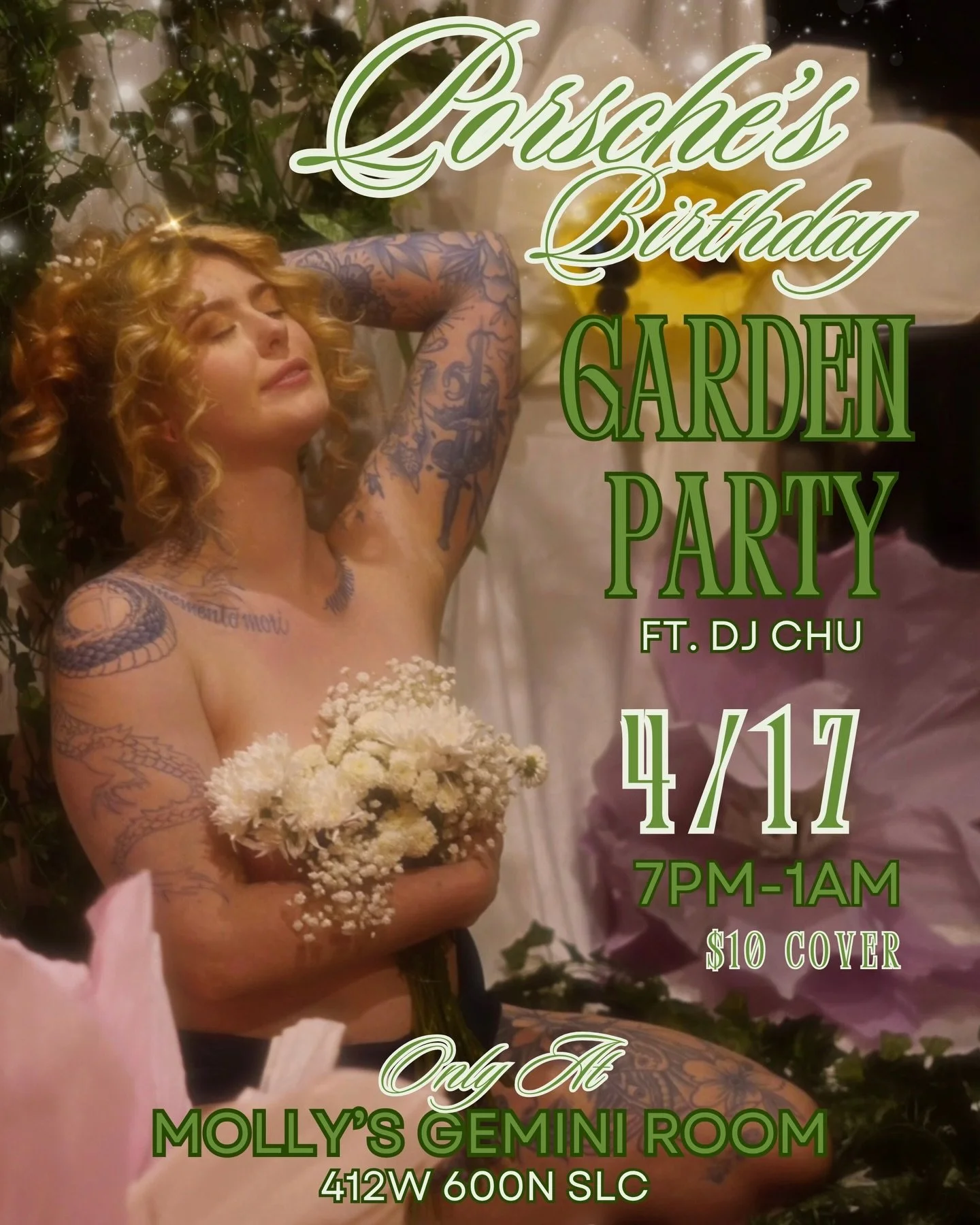 We are having a garden party! Come celebrate @porschethedancer next Friday night with our favorite birthday DJ- @chuonwax ✨