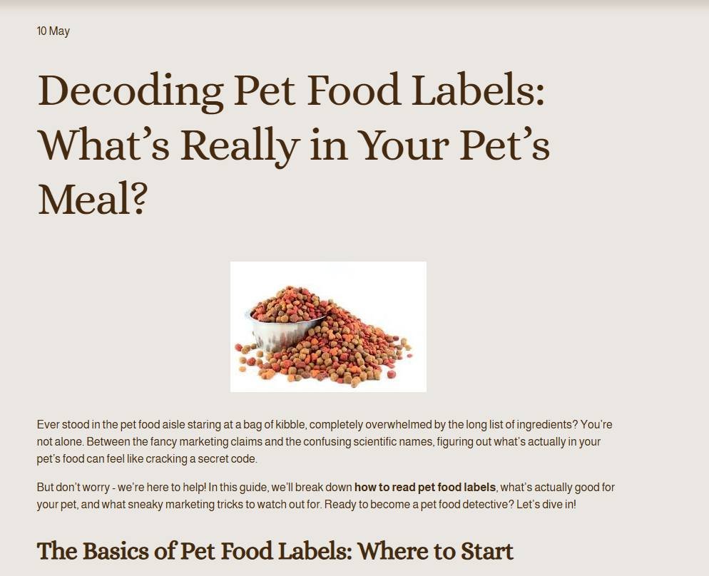 🔍 Ever feel lost reading pet food labels? We've got you covered! Our latest blog post reveals insider secrets to understanding what's really in your pet's bowl. Better choices = healthier, happier pets! 🌟 
🔗Link in Bio!