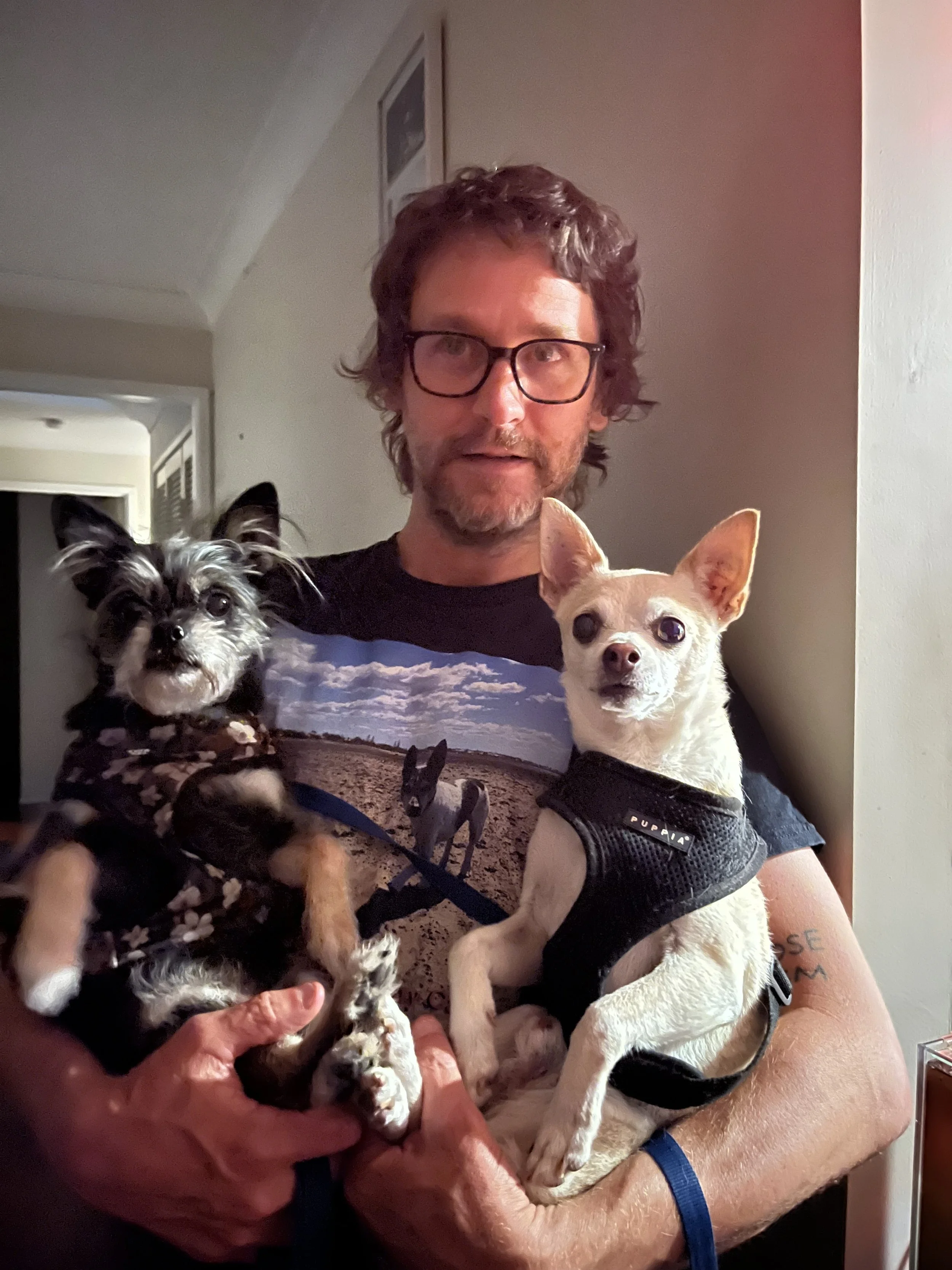 Person with long dreadlocks smiling outdoors with greenery in the background.