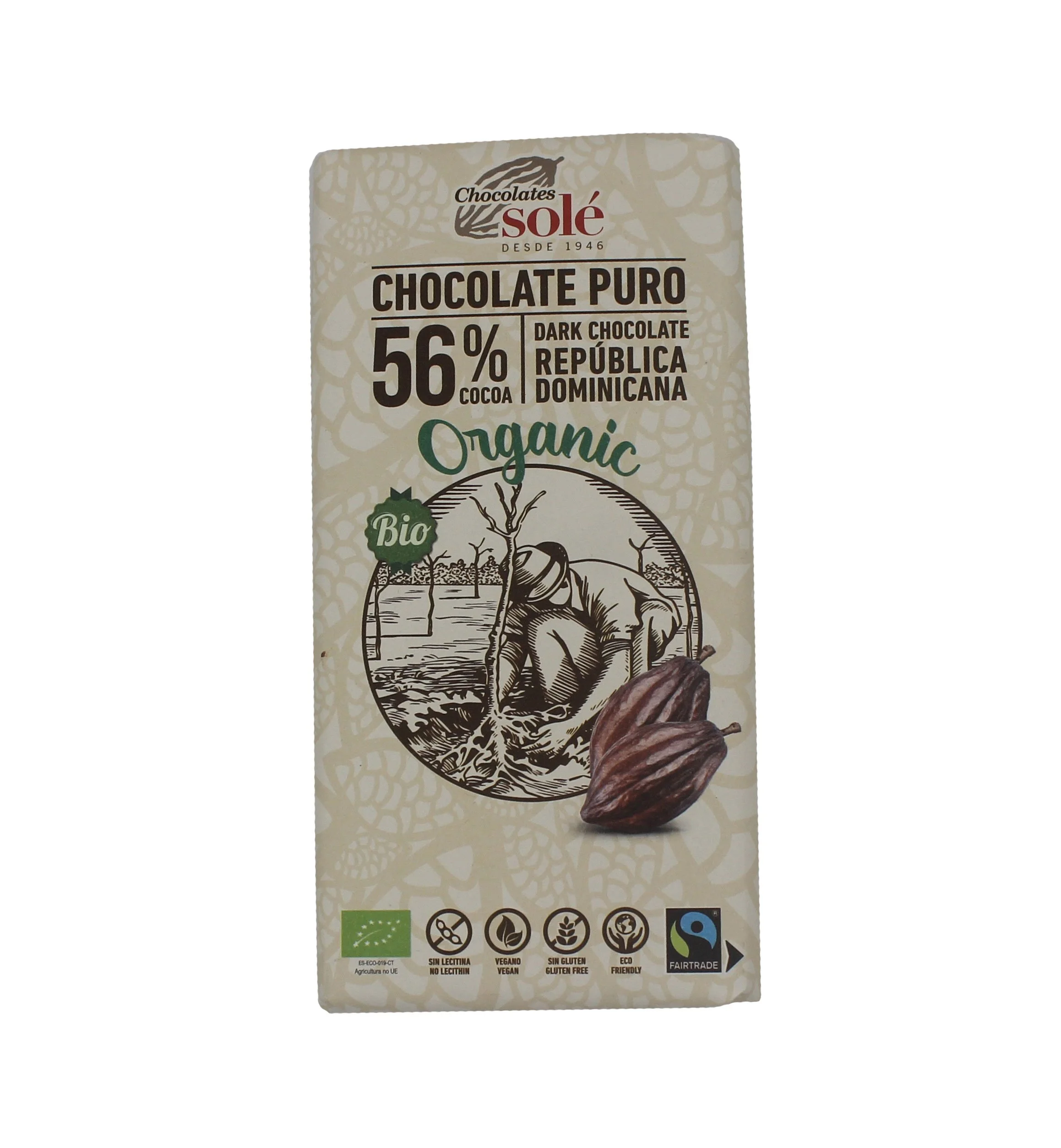 Chocolate Negro 56% Cacao 100 grs. Sole