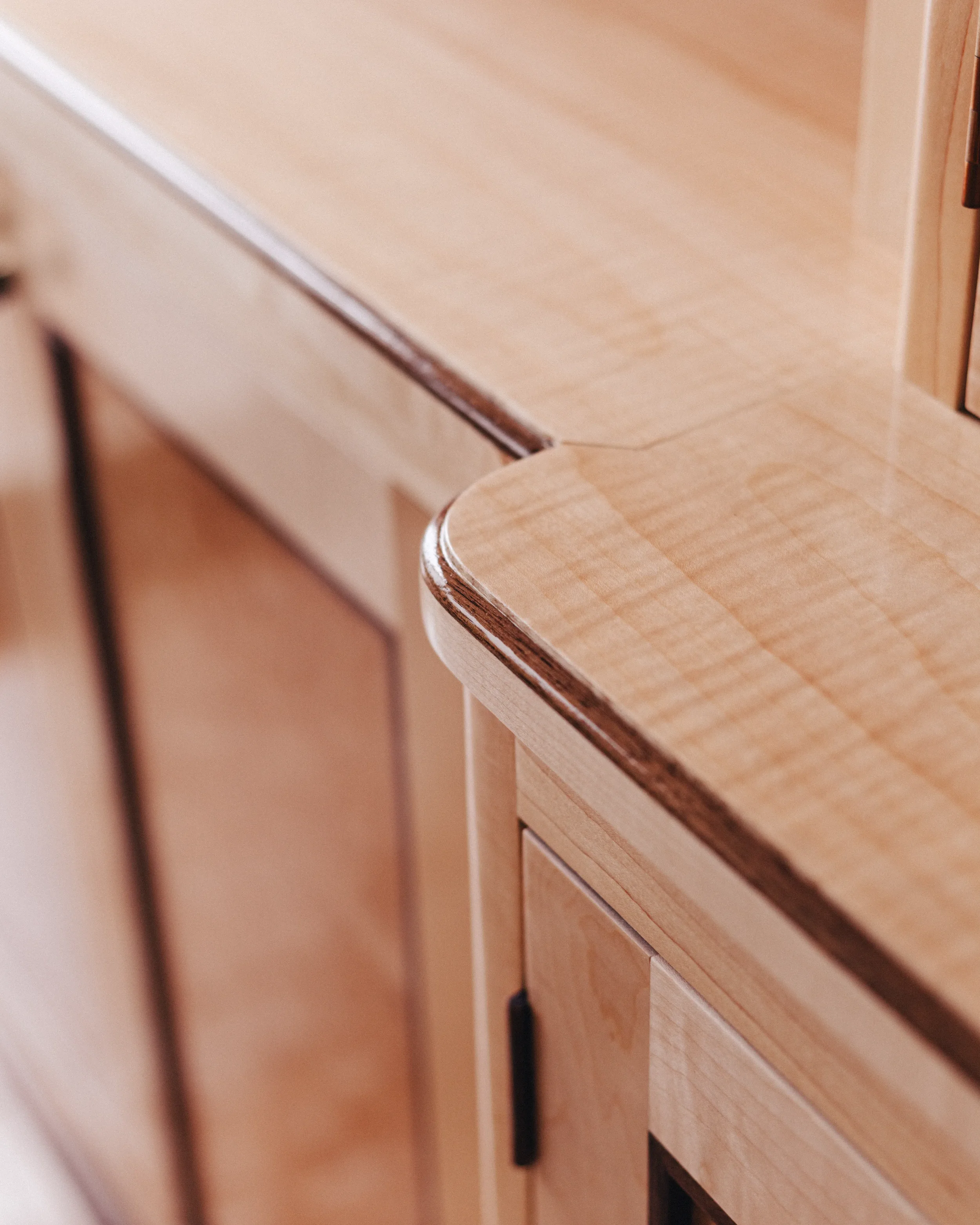 Hardrock Maple worktop with American Black Walnut moulding accents