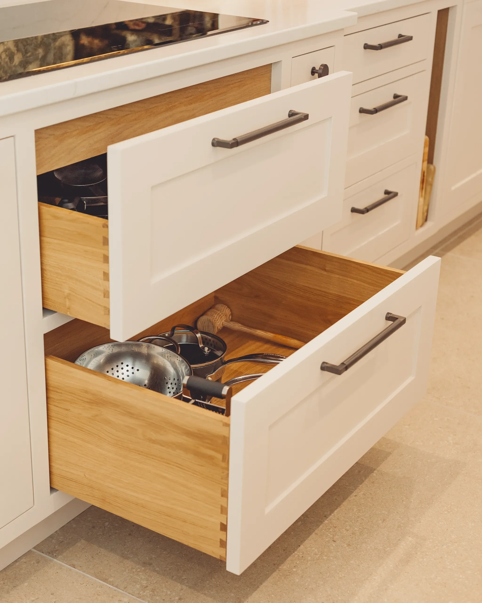 Juniper Workshop Bespoke Traditional Shaker Kitchen Stained Solid Oak Island Marble Cottage Farmhouse (21).webp