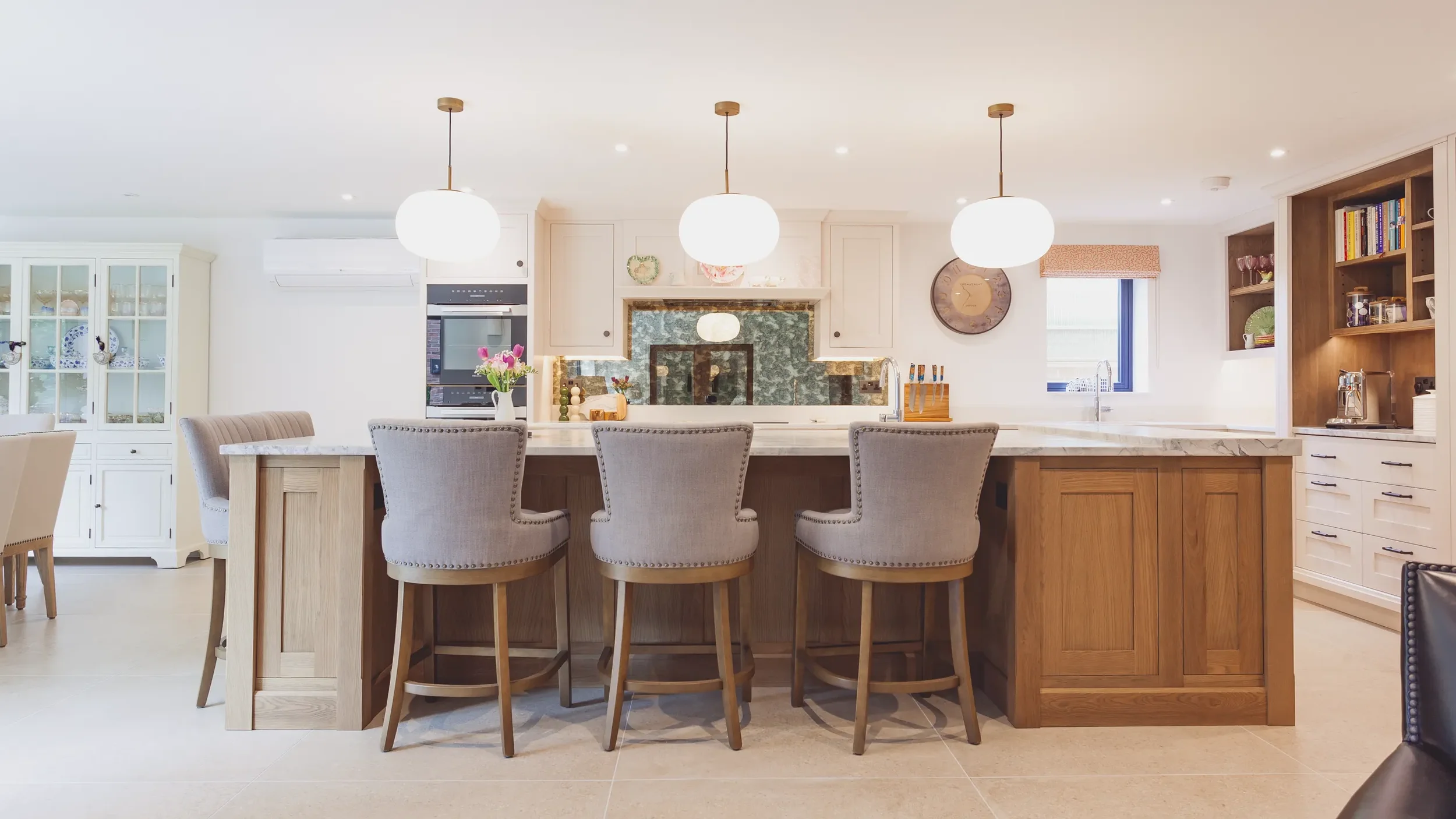 Juniper Workshop Bespoke Traditional Shaker Kitchen Stained Solid Oak Island Marble Cottage Farmhouse (8).webp