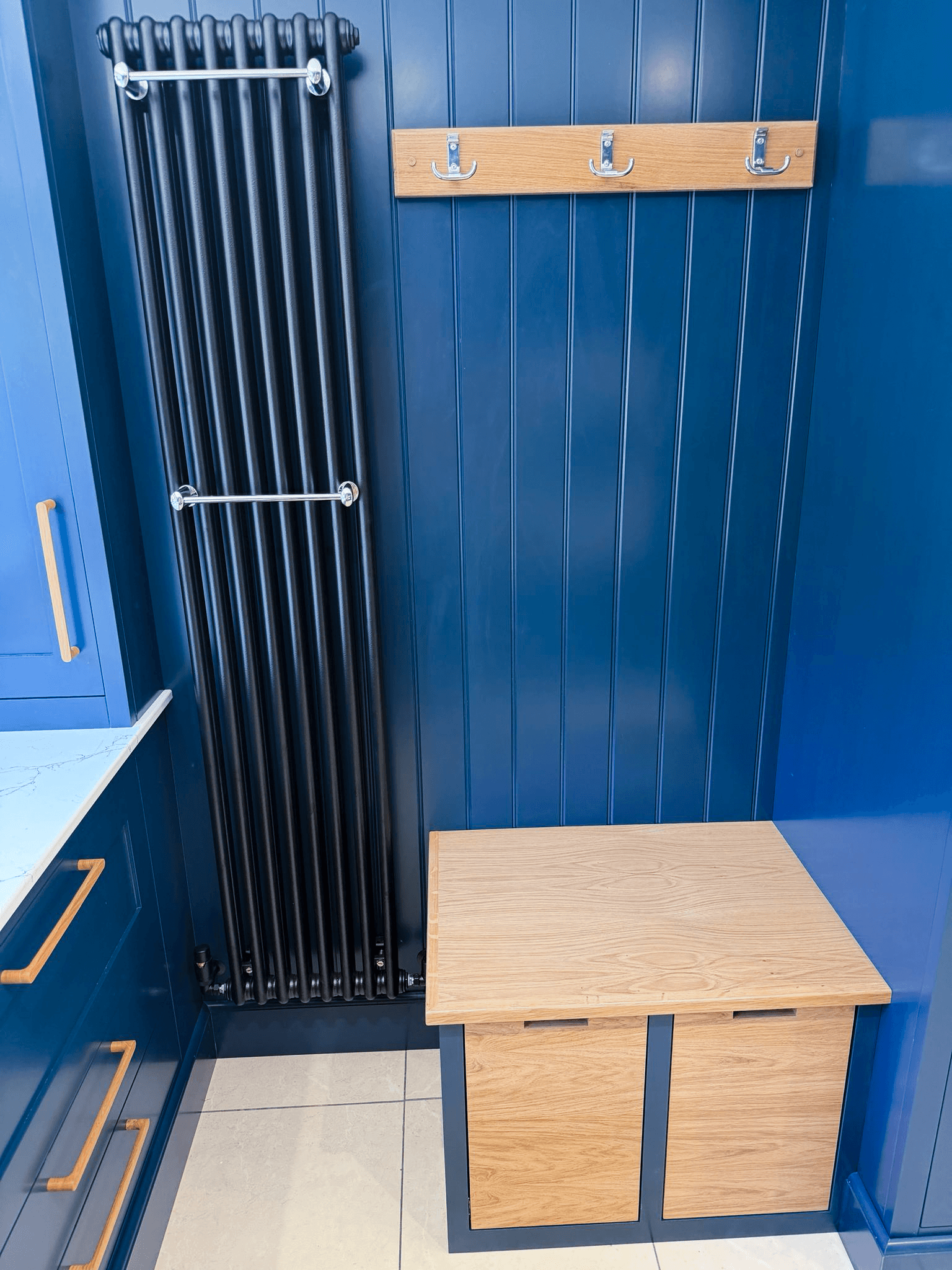 Bespoke Utility Wardrobe Laundry Room Solid Wood Oak Washer Dryer Stone Boot room
