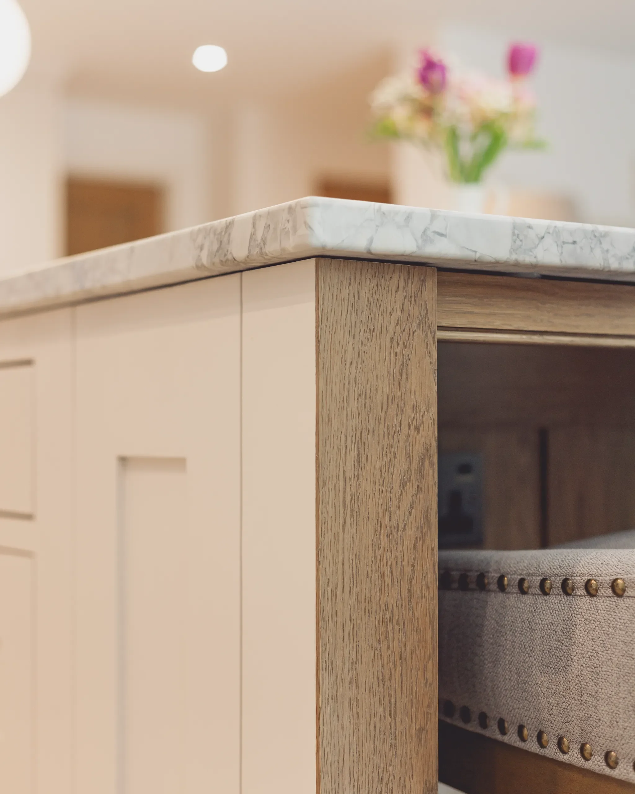 Juniper Workshop Bespoke Traditional Shaker Kitchen Stained Solid Oak Island Marble Cottage Farmhouse (14).webp