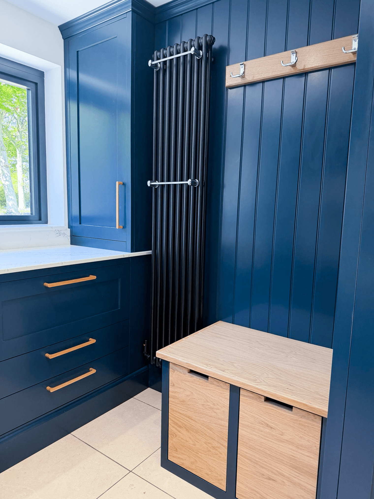 Bespoke Utility Wardrobe Laundry Room Solid Wood Oak Washer Dryer Stone Boot room