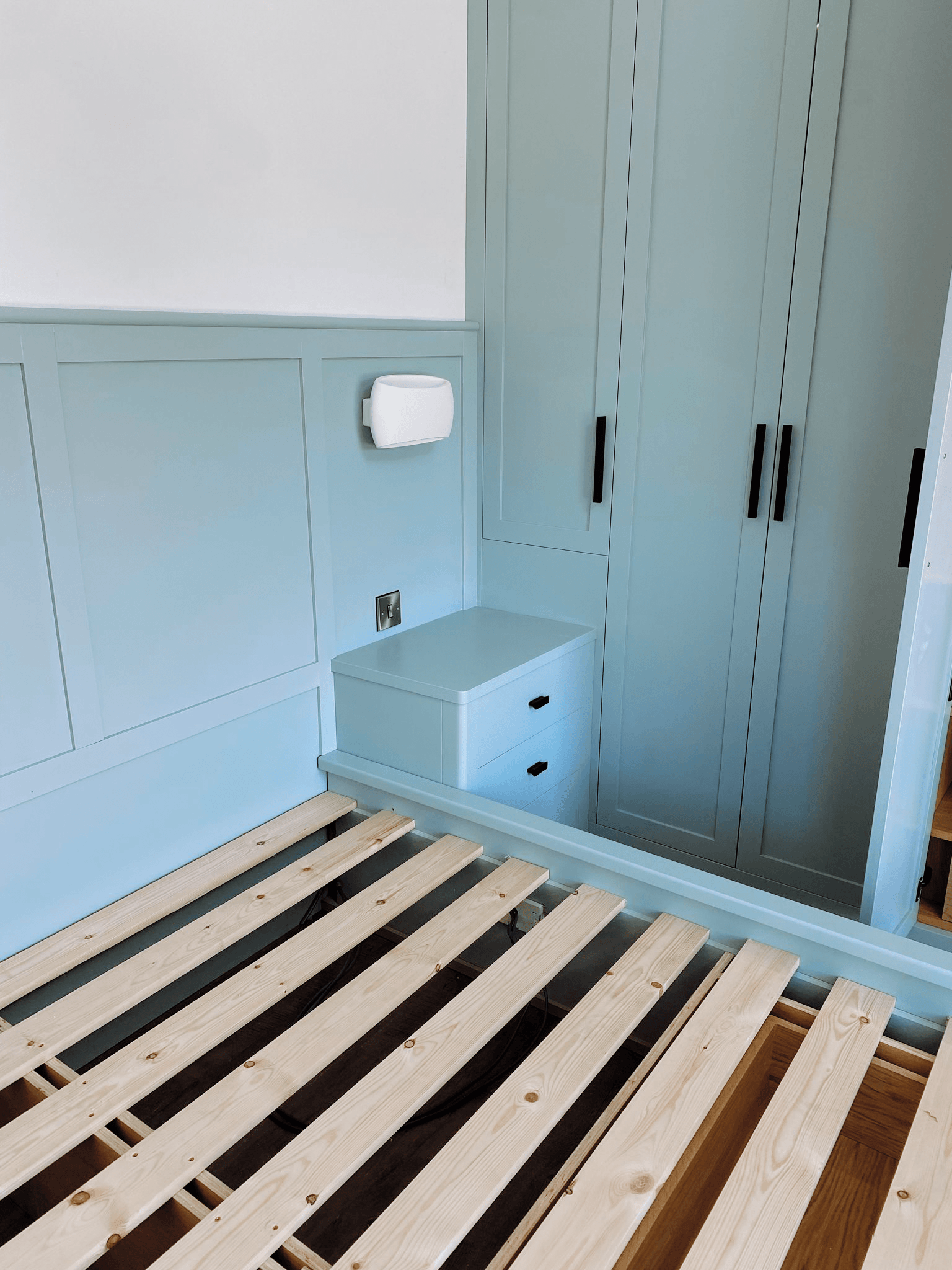 Bespoke Handmade Bedroom Set Air BnB Floating Shelves Lighting Drawers Headboard Bedside Tables 