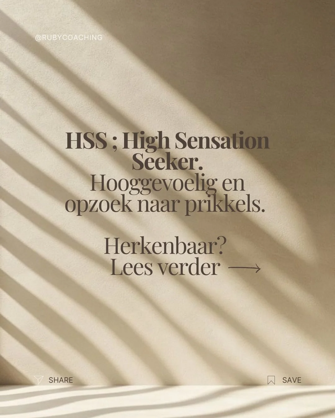 Ik ben zelf ook een HSS (High Sensation Seeker.)
Hooggevoelig en altijd op zoek naar meer en laat ik eerlijk zijn, ik heb hier nog steeds moeite mee. Met het voelen van alles. Met enthousiast &lsquo;ja&rsquo; zeggen en later merken dat mijn batterij 
