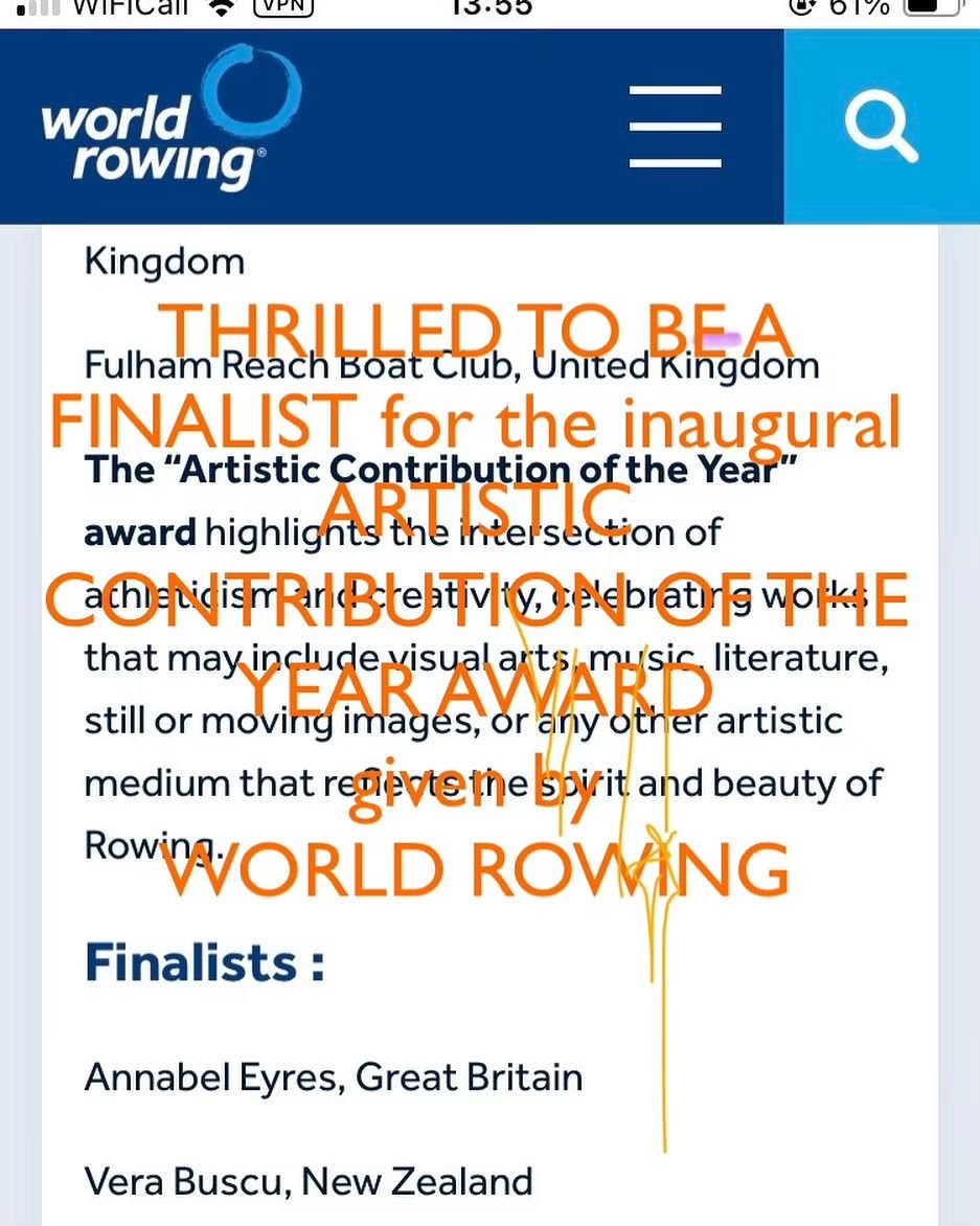 What a dynamic and open minded sporting organisation @worldrowingofficial is - acknowledging the role art and creativity plays within the sport we &hearts;️

Thrilled to have made the final, next stop Sevilla!!