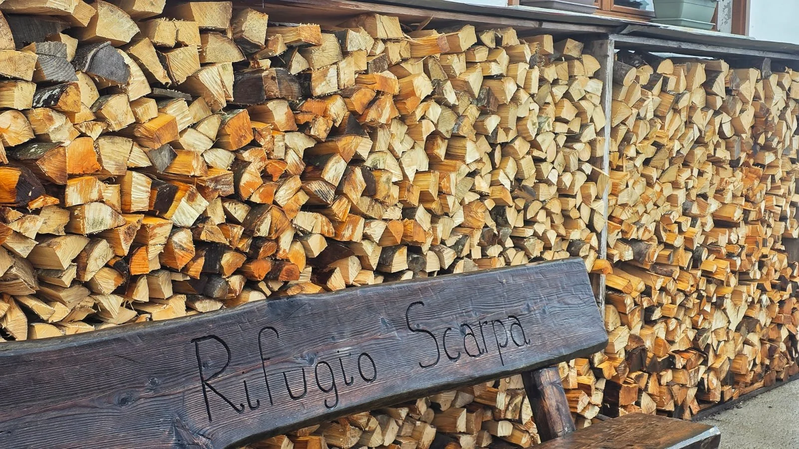 Catasta di legna Rifugio Scarpa Pale di San Martino Dolomiti Veneto