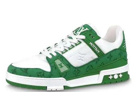 Louis Vuitton Trainer Green Monogram Denim White