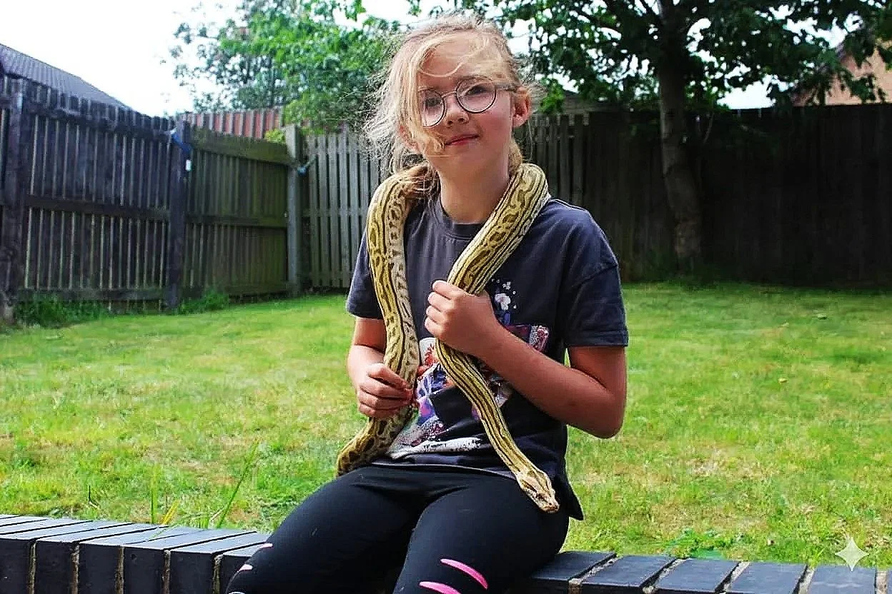 Child meeting a reptile at a birthday experience