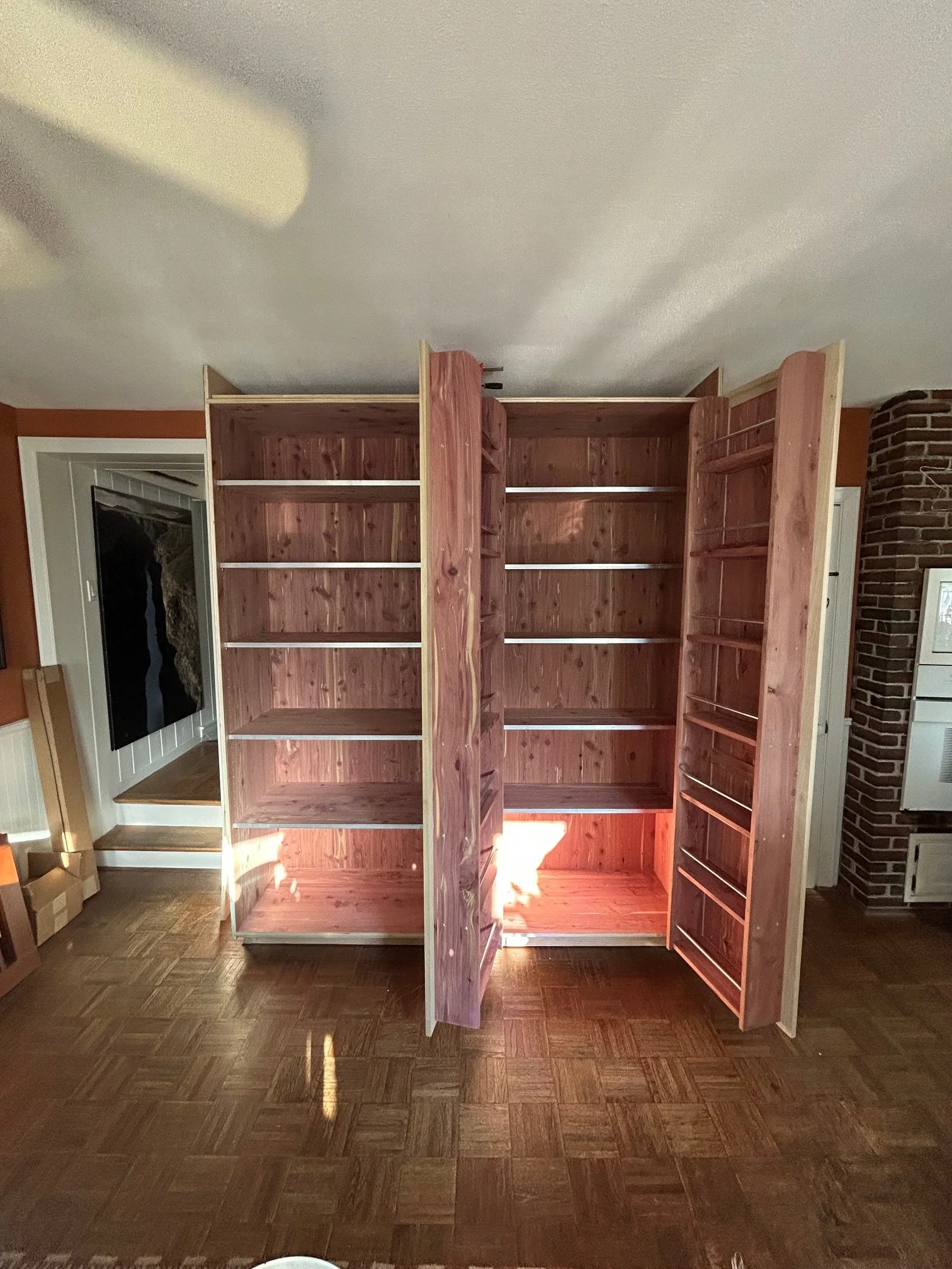 custom cabinets raw wood being built