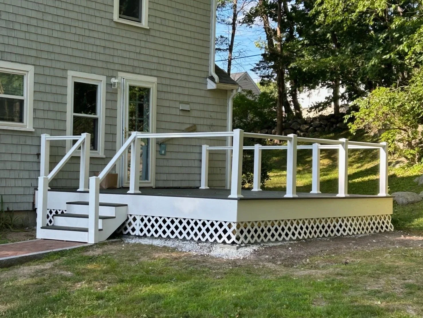 deck with trex and white framing almost completed