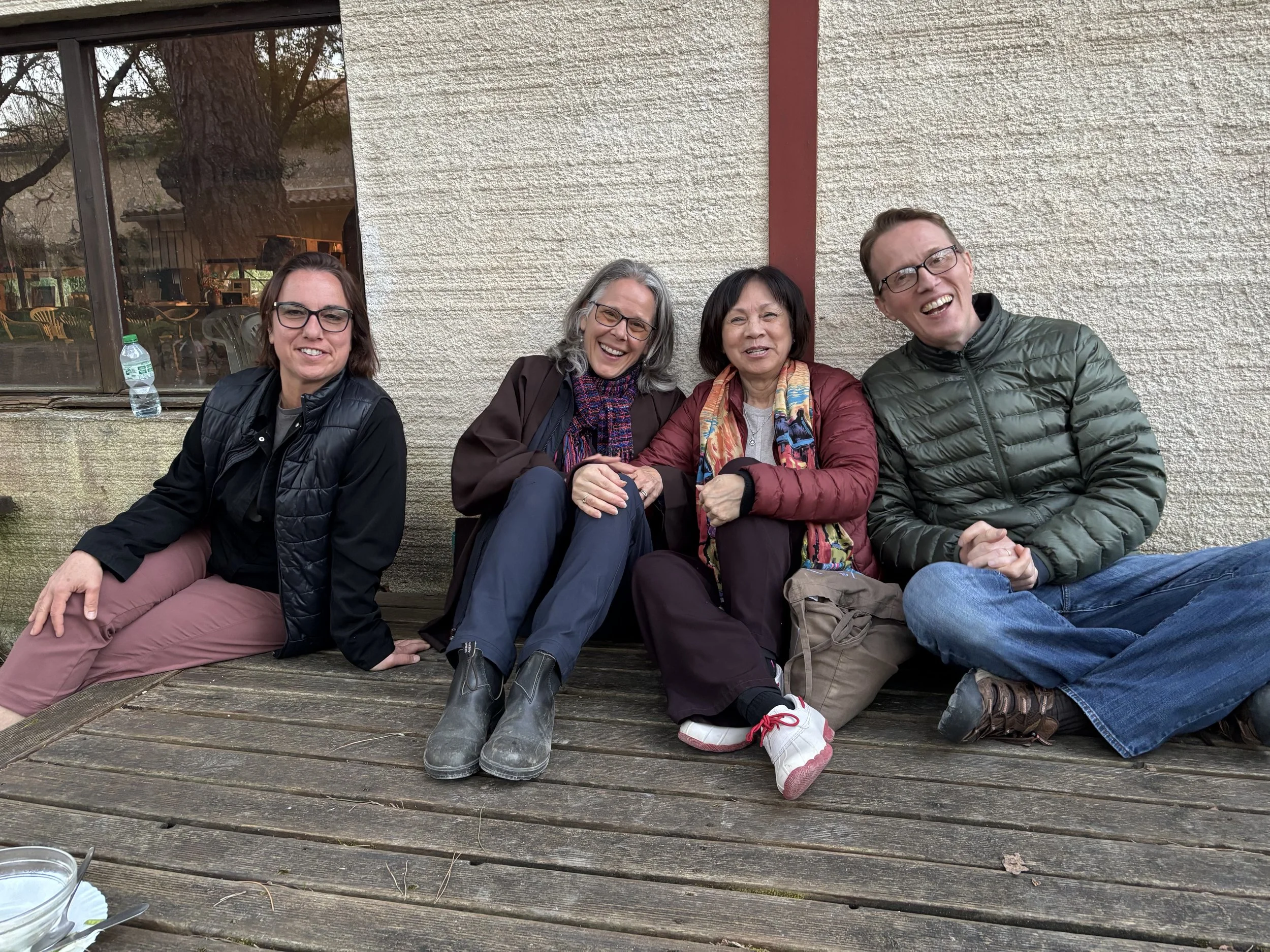 Sangha friends enjoying a lazy time at Plum Village.