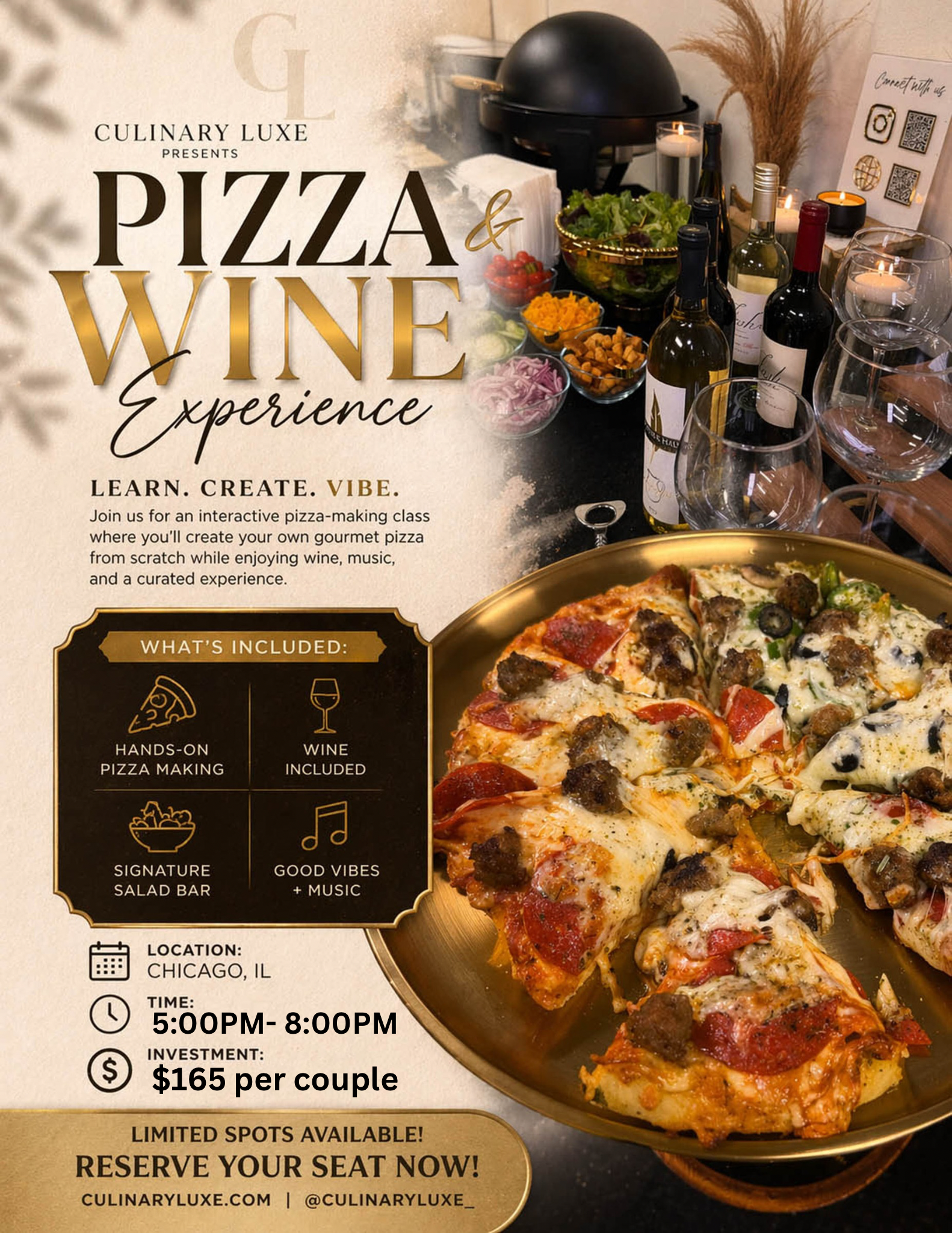 Chef Nae’s  Pizza & Wine Couples Evening Experience (Date Night)