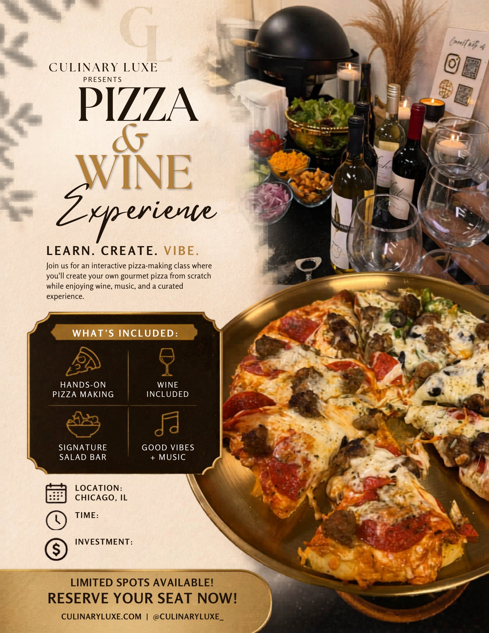 Chef Nae’s  Pizza & Wine Evening Experience 11/22