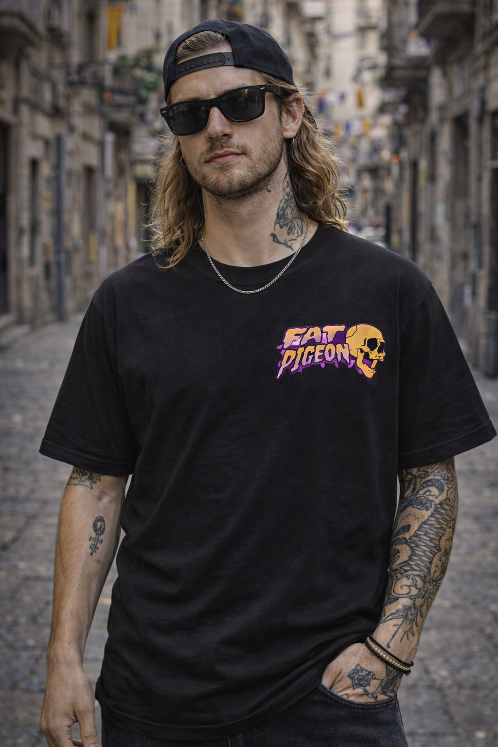 Meltdown graphic t-shirt by Fat Pigeon BCN with bold streetwear artwork