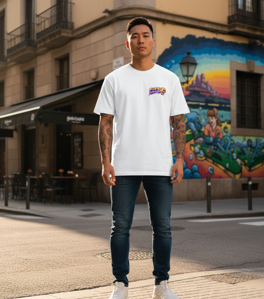 Meltdown graphic t-shirt by Fat Pigeon BCN with bold streetwear artwork