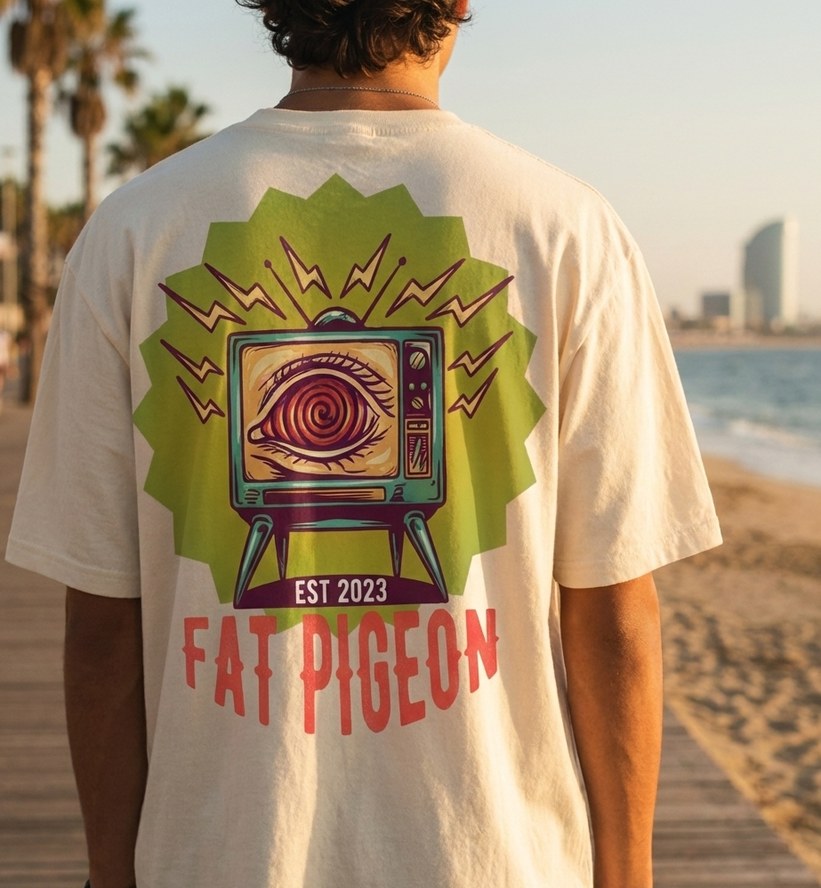 Vintage retro TV graphic t-shirt by Fat Pigeon BCN