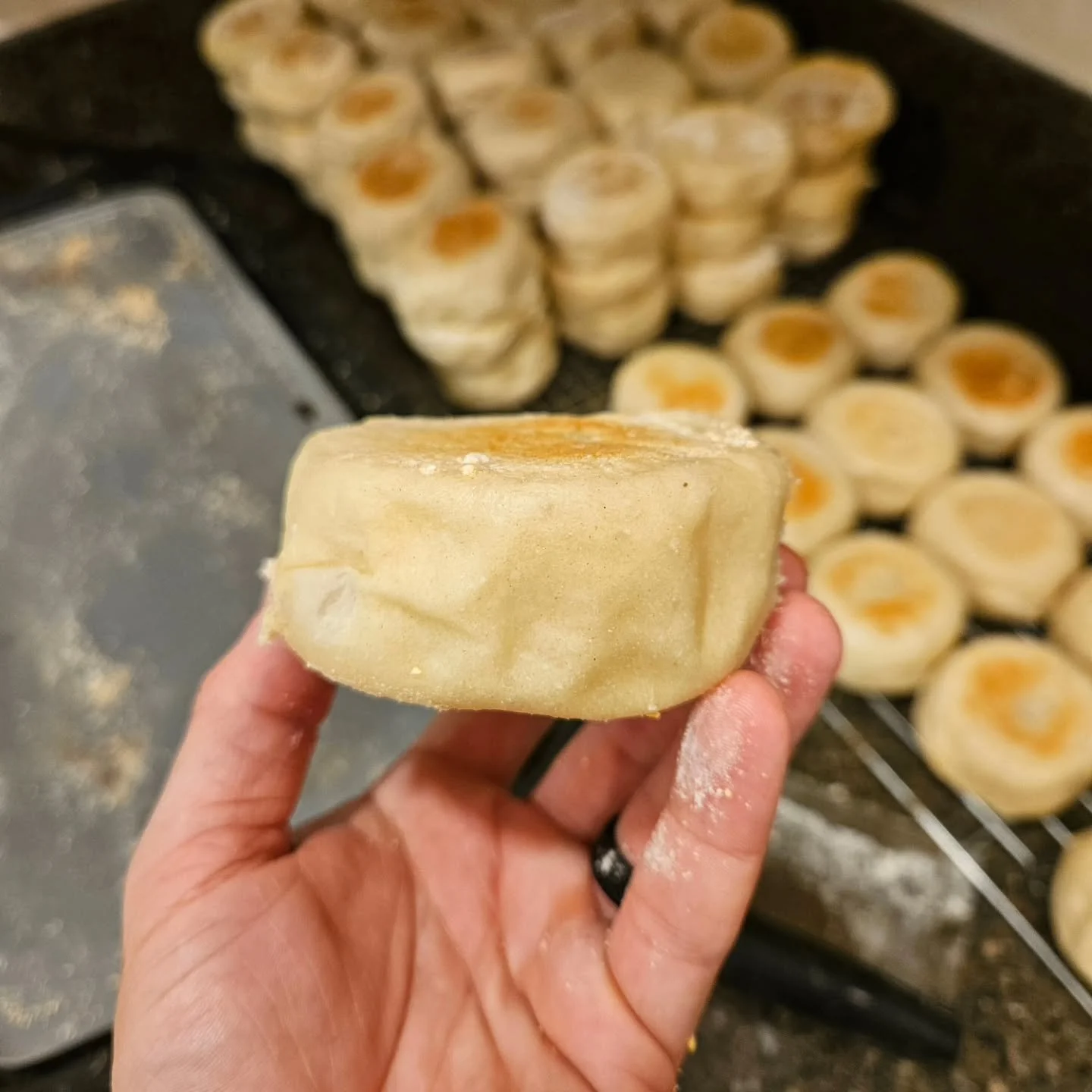 Come to @davidsonvillemkt this Saturday and get to know your friendly, neighborhood (English) Muffin Man!! 

These are the fluffiest, most flavorful sourdough muffins around. Each one rolled and griddled by hand, long fermented with love so you can t