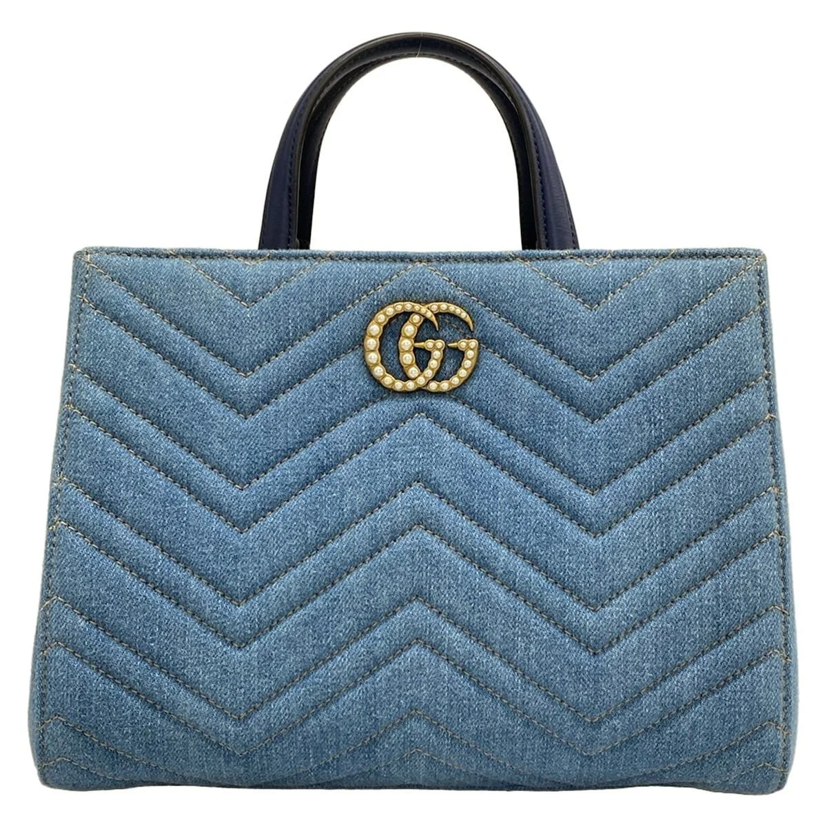 Gucci Denim GG Marmont Pearl Tote