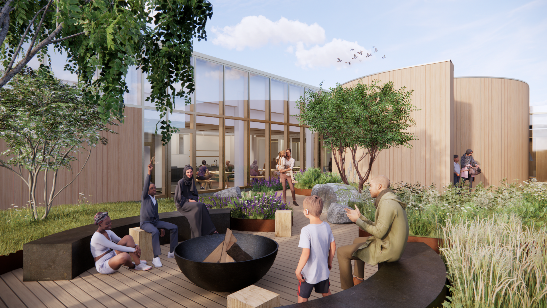  » View of proposed community hub (Courtesy of Perkins & Will and Smoke Architecture) 