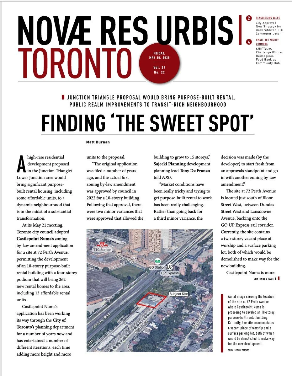 NRU Spotlights Sajecki Planning’s Role in 72 Perth Avenue Rental Community
