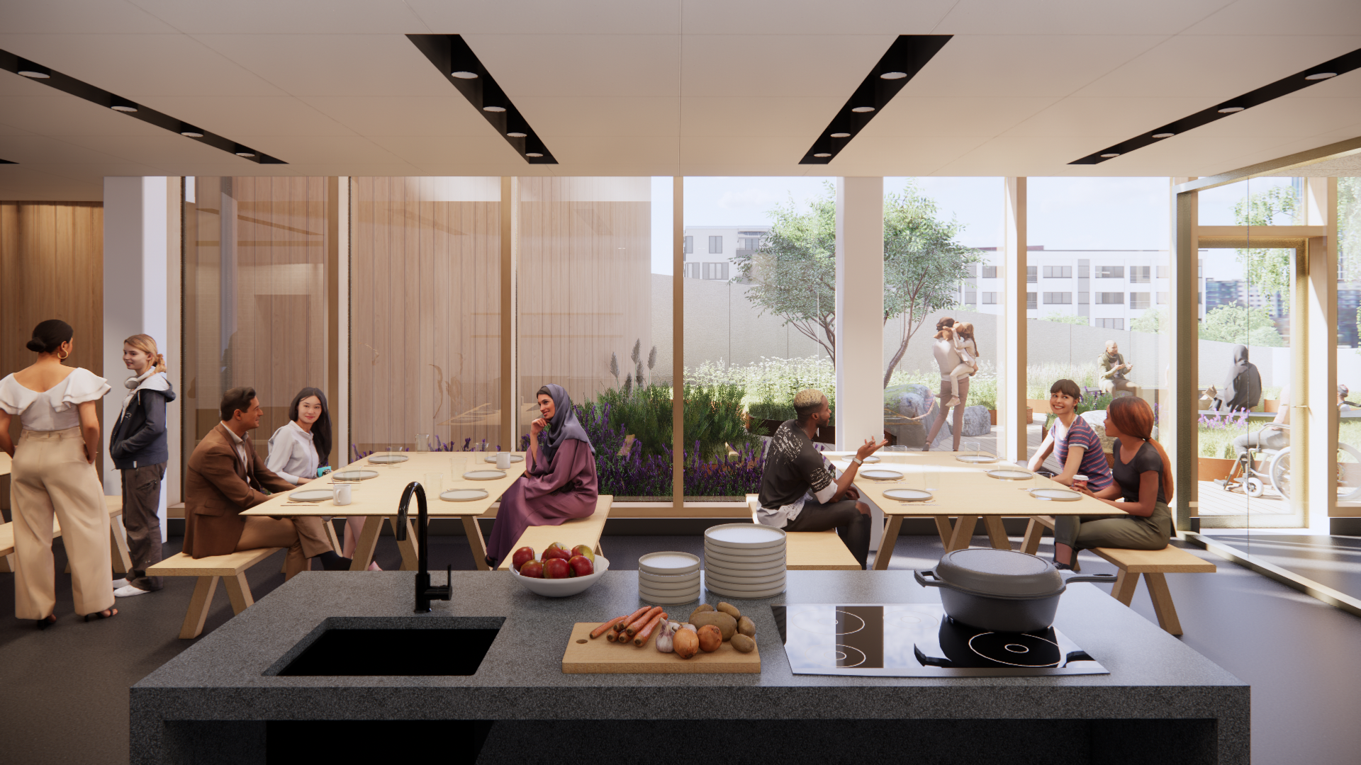  » View of proposed community hub (Courtesy of Perkins & Will and Smoke Architecture) 