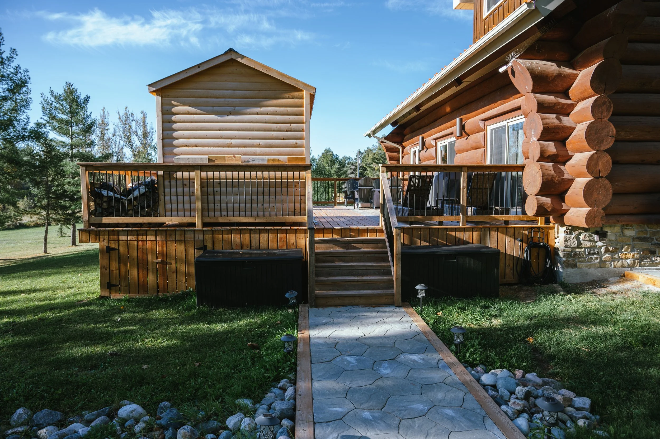 View of back deck from firepit