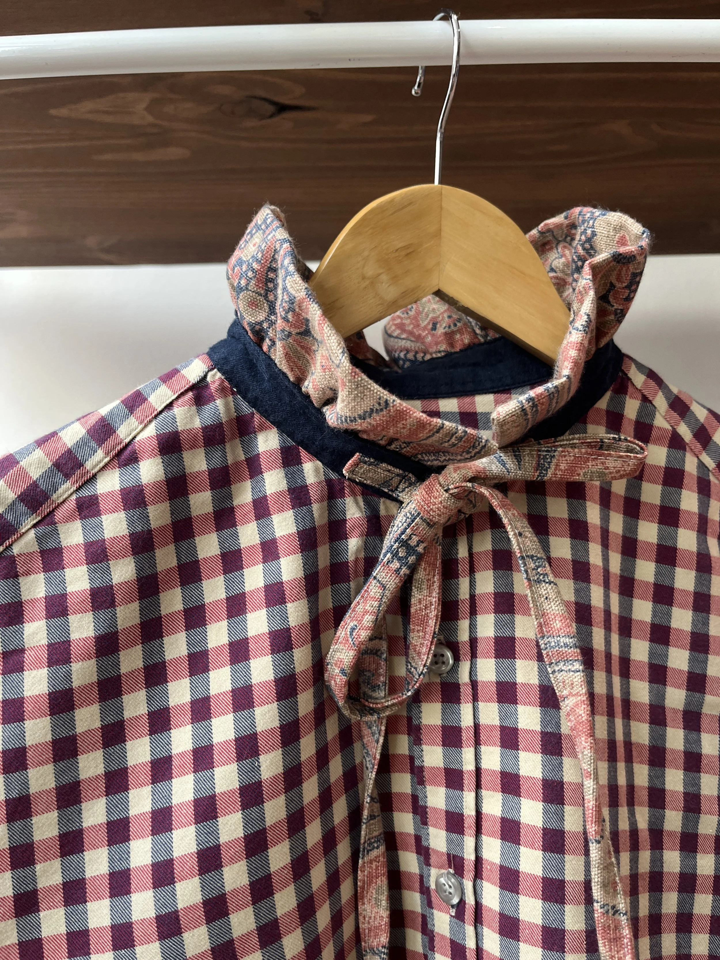 Blouse col froncé vichy taille M-L