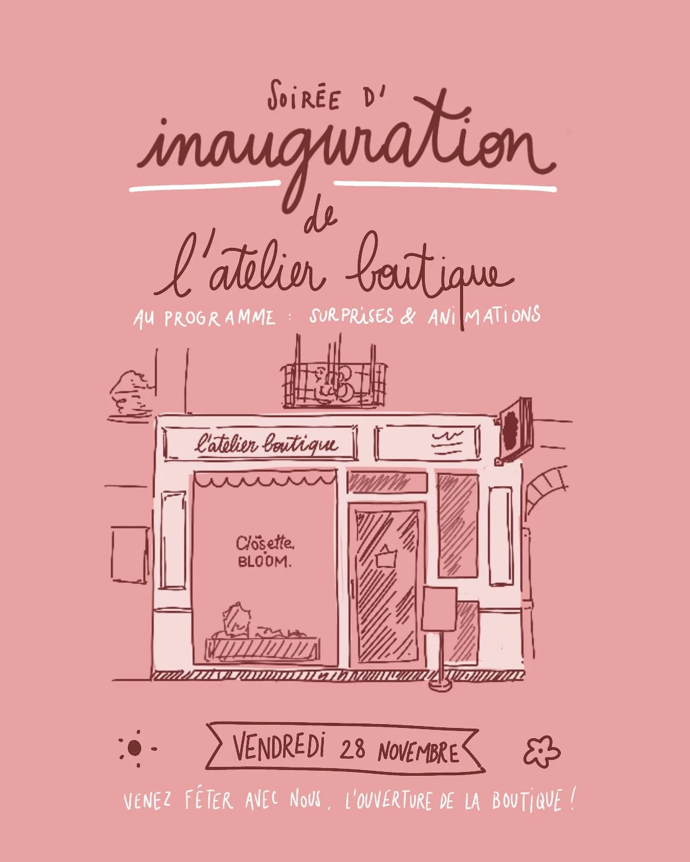 ✨ SOIR&Eacute;E D&rsquo;INAUGURATION ✨

Notre boutique a ouvert ses portes il y a d&eacute;j&agrave; deux mois, et apr&egrave;s tout ce temps &agrave; vous accueillir, on a enfin tout pr&eacute;par&eacute; pour f&ecirc;ter &ccedil;a comme il se doit 