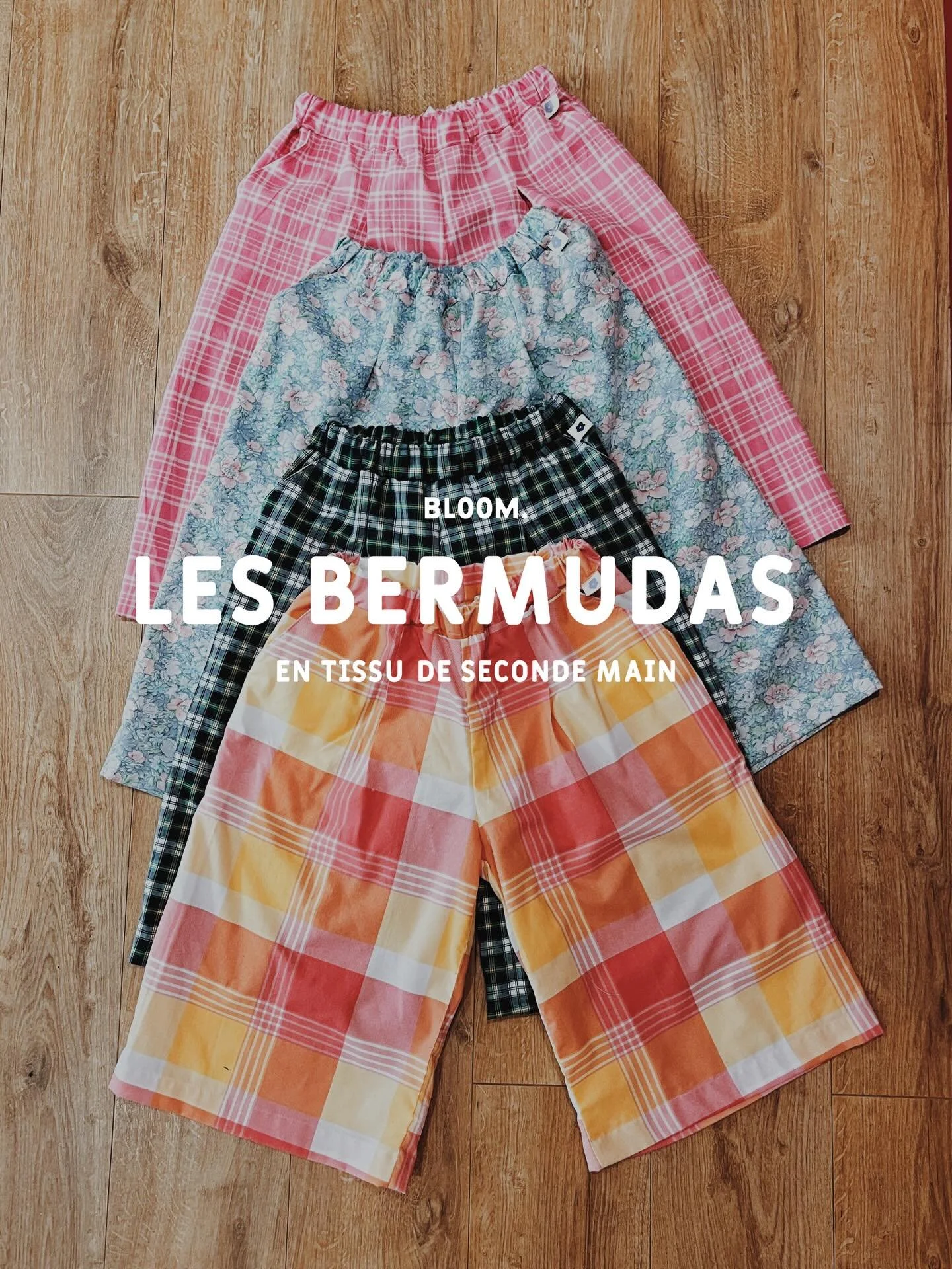 Bermudas en tissus upcycl&eacute;s 

Ces bermudas ont une histoire, ils sont n&eacute;s de linge de maison vintage, chin&eacute;s et transform&eacute;s avec amour pour leur donner une seconde vie. Chaque pi&egrave;ce est unique, l&eacute;g&egrave;re 
