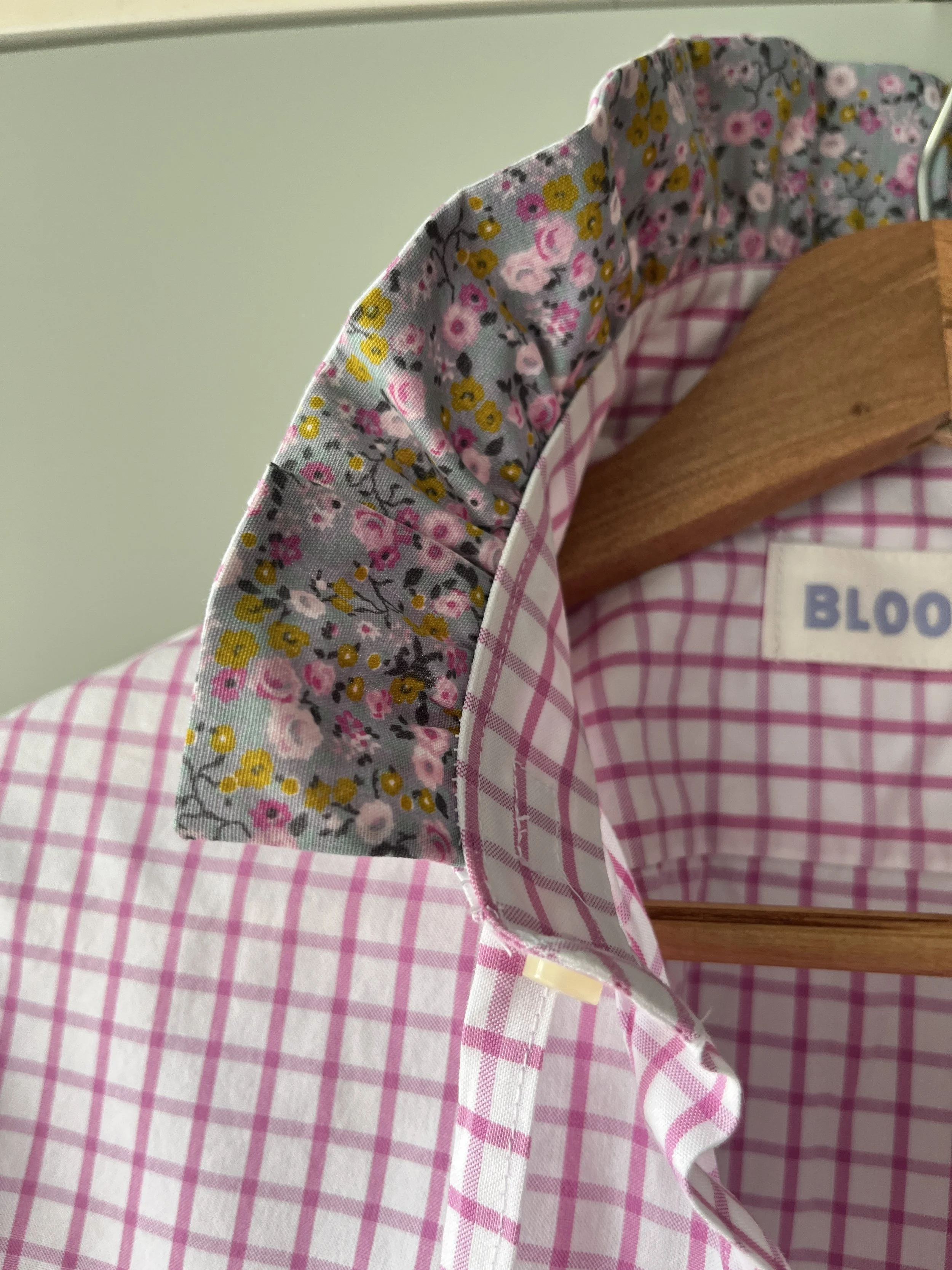 Blouse col froncé carreaux roses Taille M-L