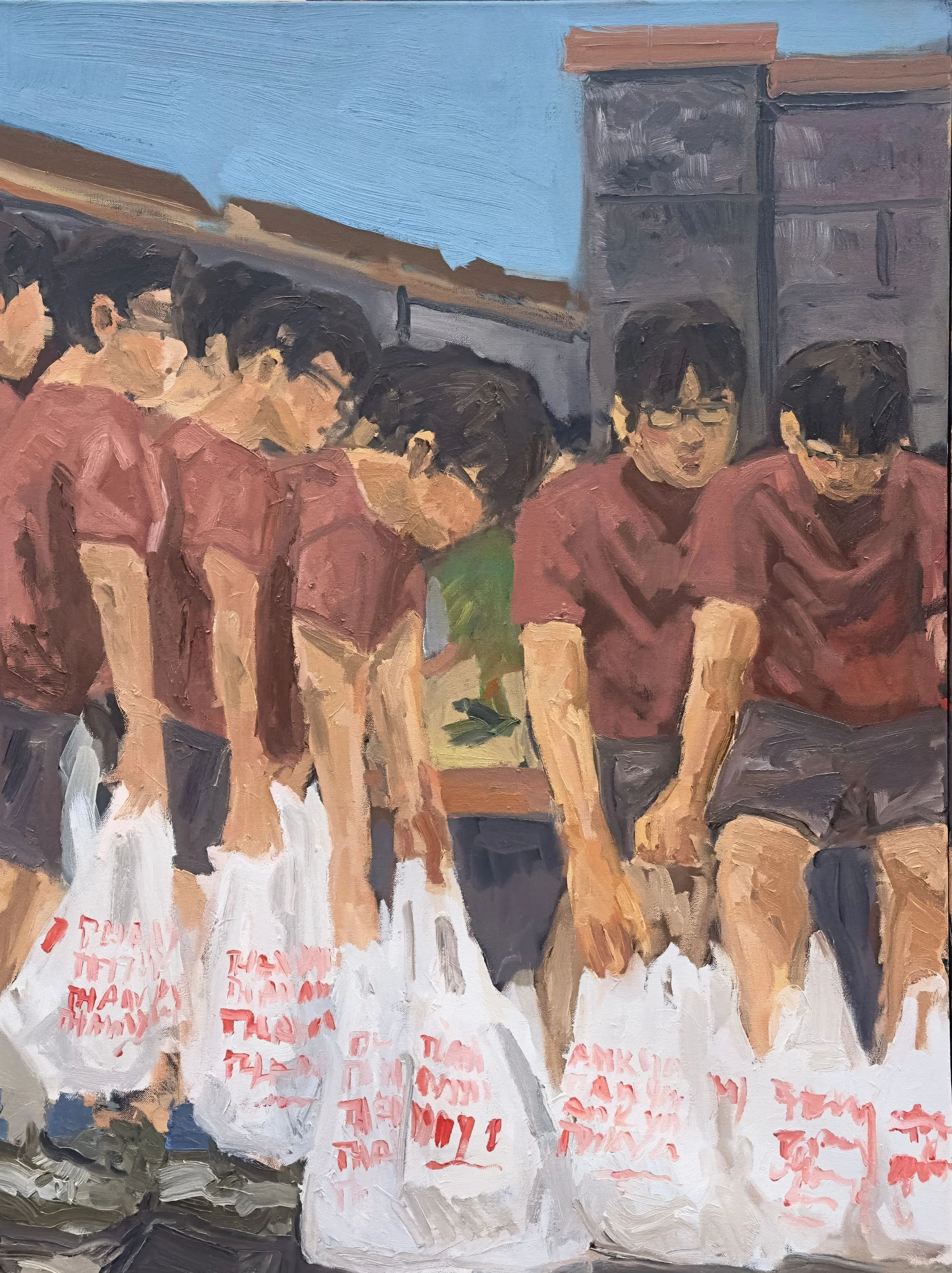 Thank you, Thank you, Oil on Canvas, 40 by 30 inches. 