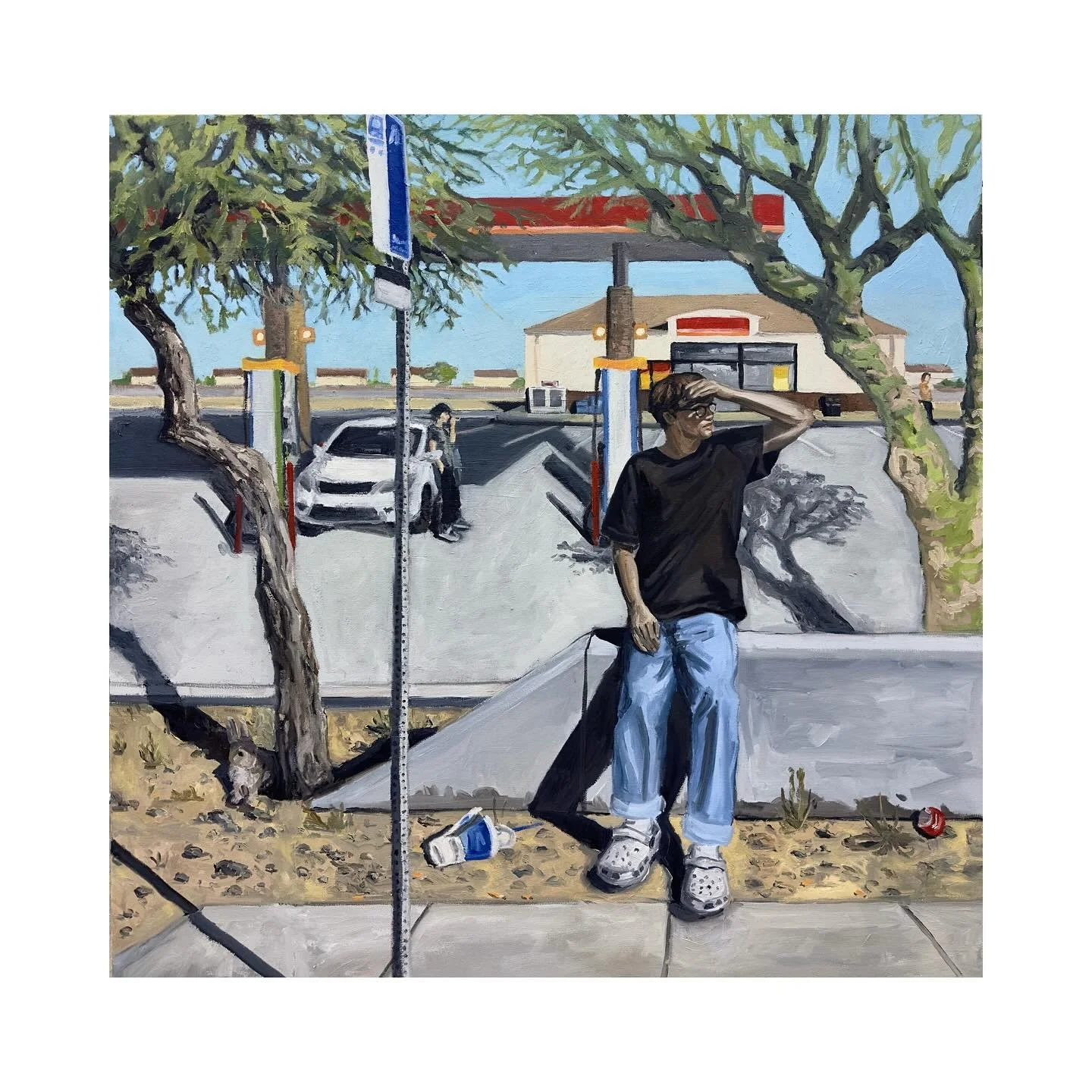 Definitely wouldn&rsquo;t consider this finished but I can&rsquo;t work on it anymore for now. Will certainly revisit in a couple weeks. 

+progression

 #oilpaintings #art #artwork #contemporaryart #painting #suburb #heat #concrete #hate #anger #vit