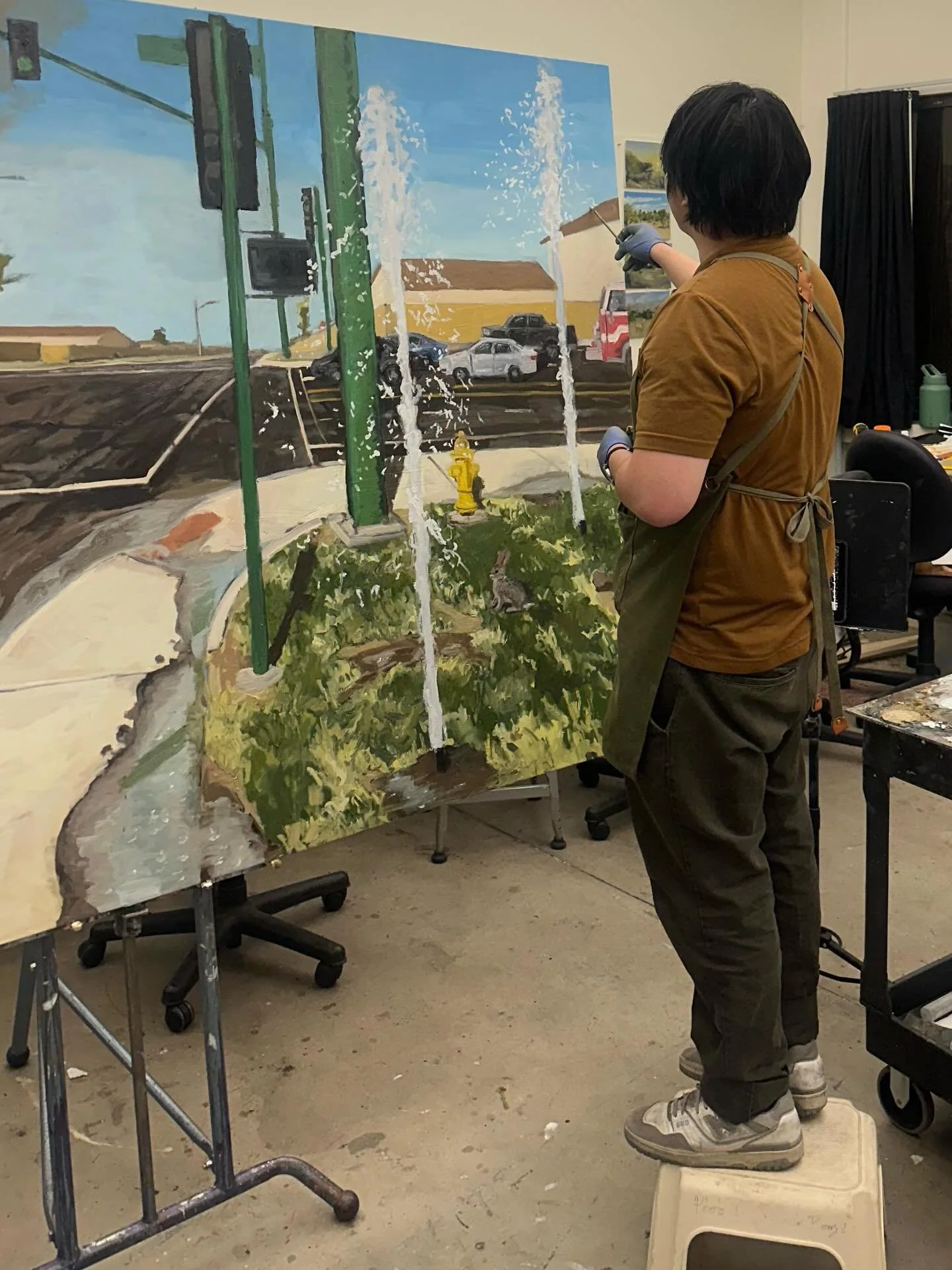here&rsquo;s danny on the stool!!! so incredibly over with everything (can feel the sick coming in) but trying to soak in every last second here at asu. 

it&rsquo;s over isn&rsquo;t it 

#asu #progress #painting #swag