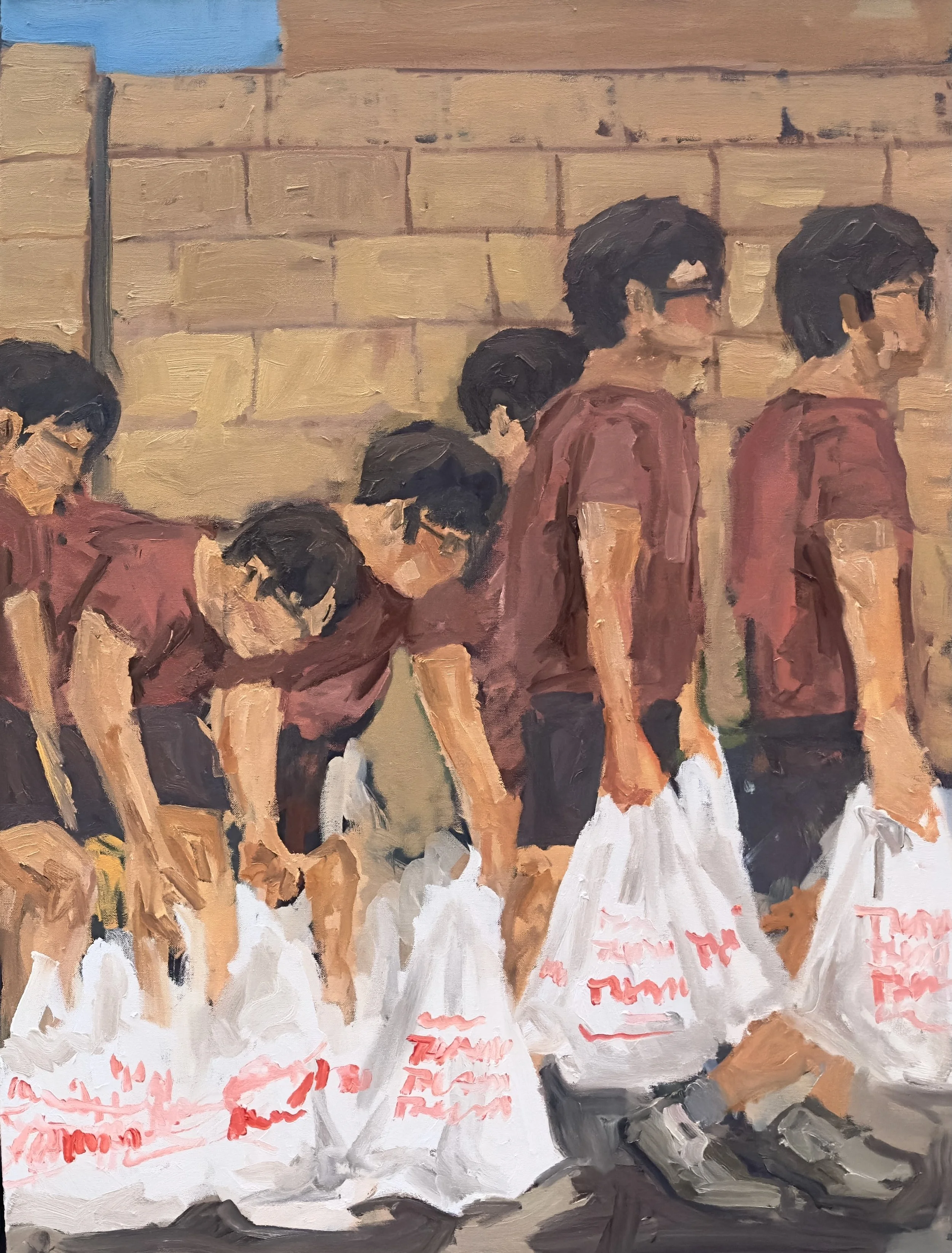 Thank you, Thank you, Thank you, Oil on Canvas, 40 by 30 inches. 
