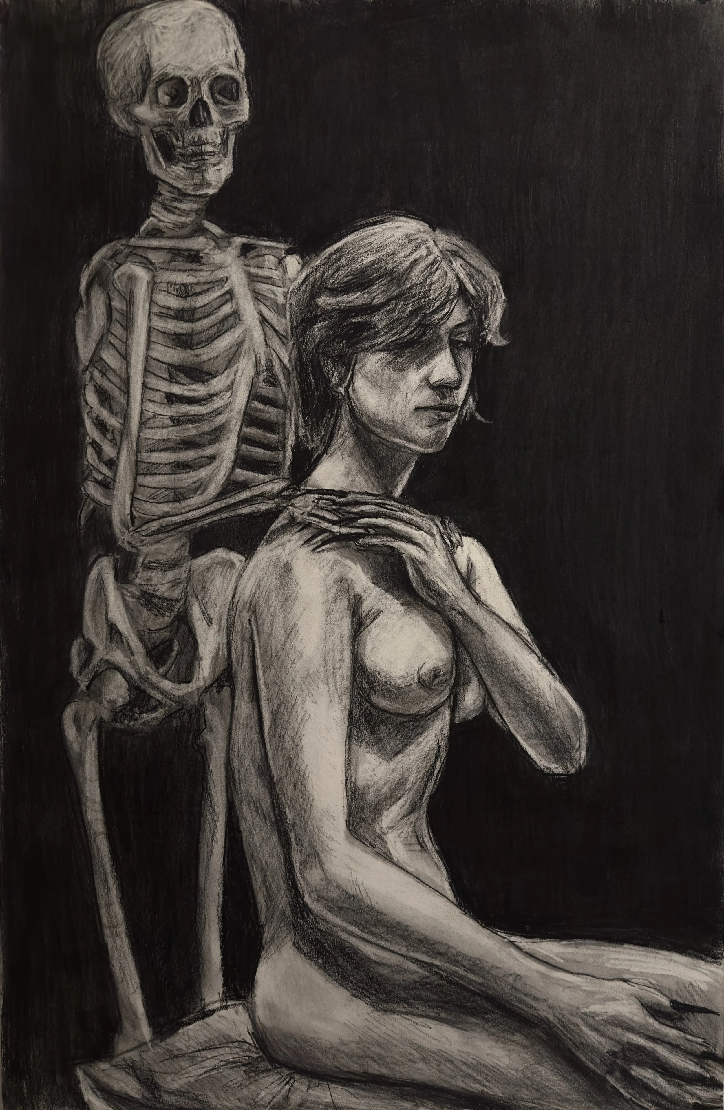 Necromancer's Minion (Figure Study), Charcoal on Paper, 40 by 25 inches.