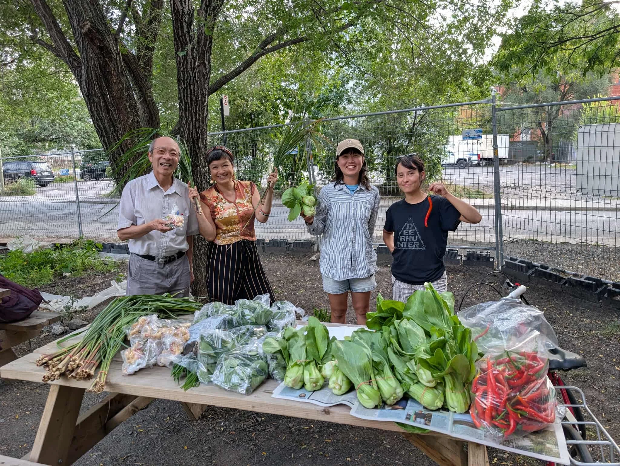 At the produce table - preparing baskets for Asian senior community members