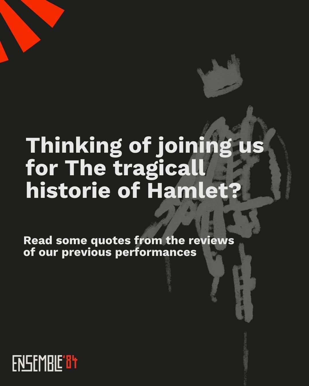 If you're thinking of joining us for our next production - The Tragicall Historie of Hamlet, here are some quotes from the amazing reviews we received for our first two performances: Mother Courage and Her Children and Pits, People and Players.

Than